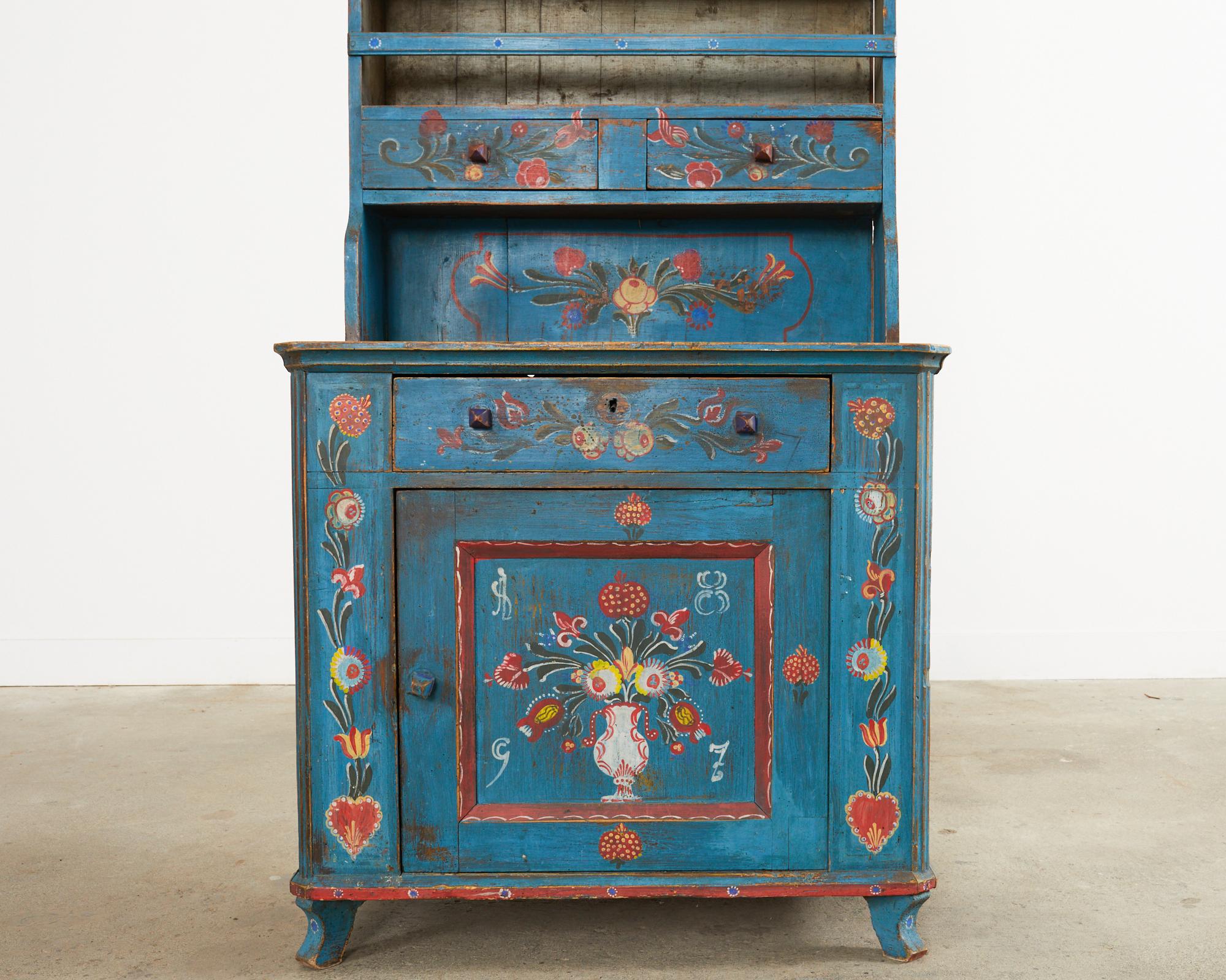 19th Century Country Swedish Painted Farmhouse Cabinet Cupboard 2