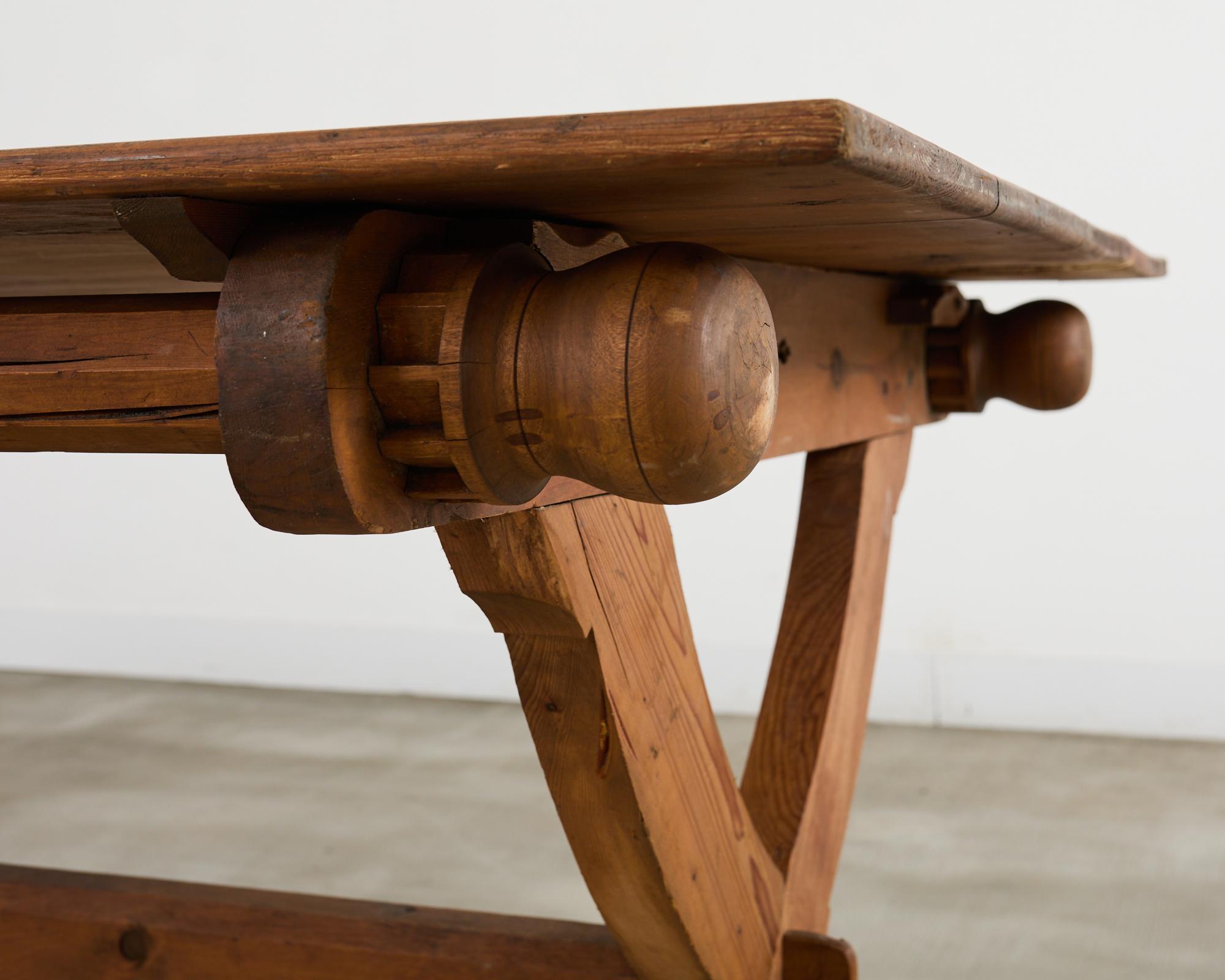18th Century Country Swedish Pine Farmhouse Bockboard Dining Table 8