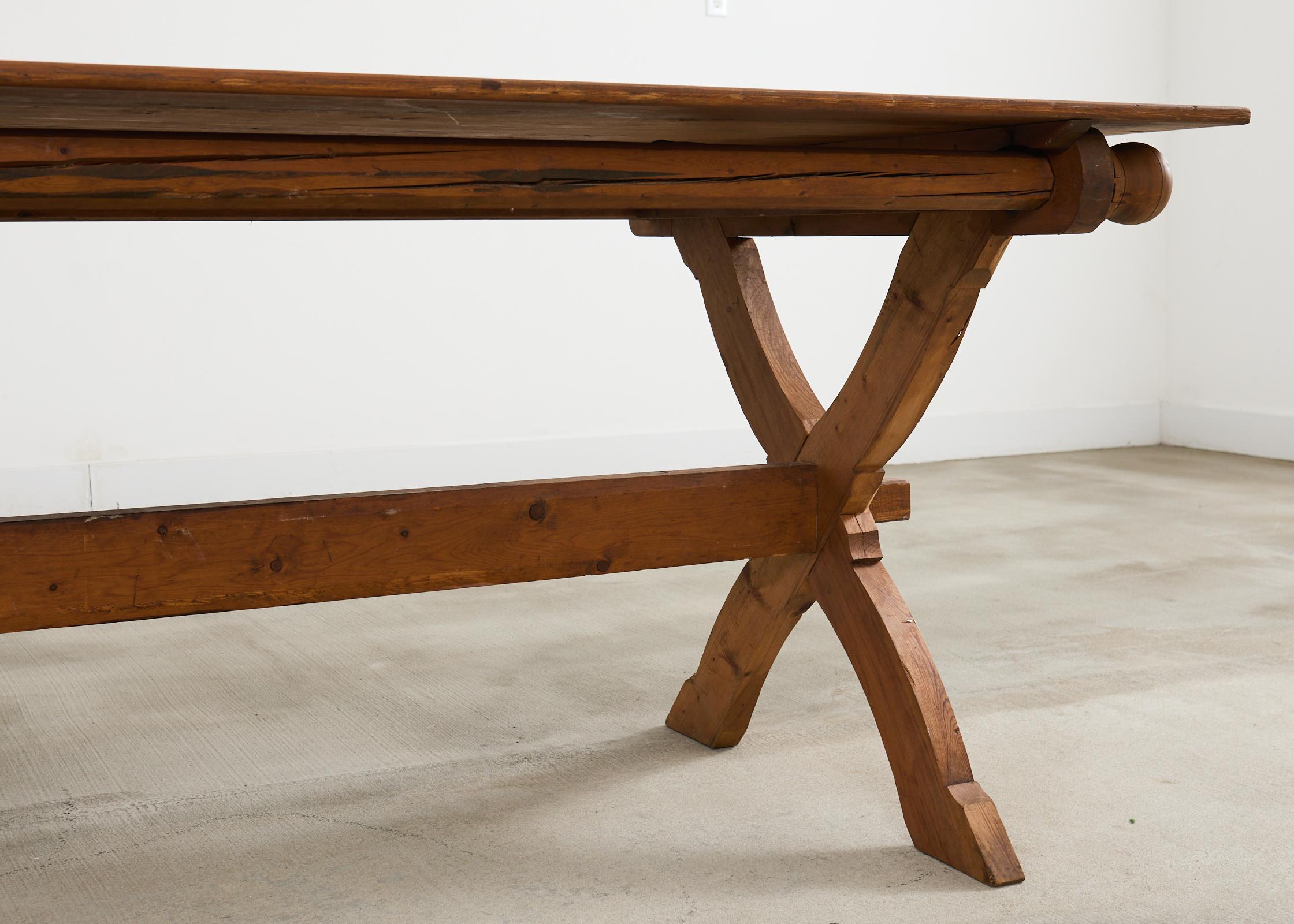 18th Century Country Swedish Pine Farmhouse Bockboard Dining Table 12