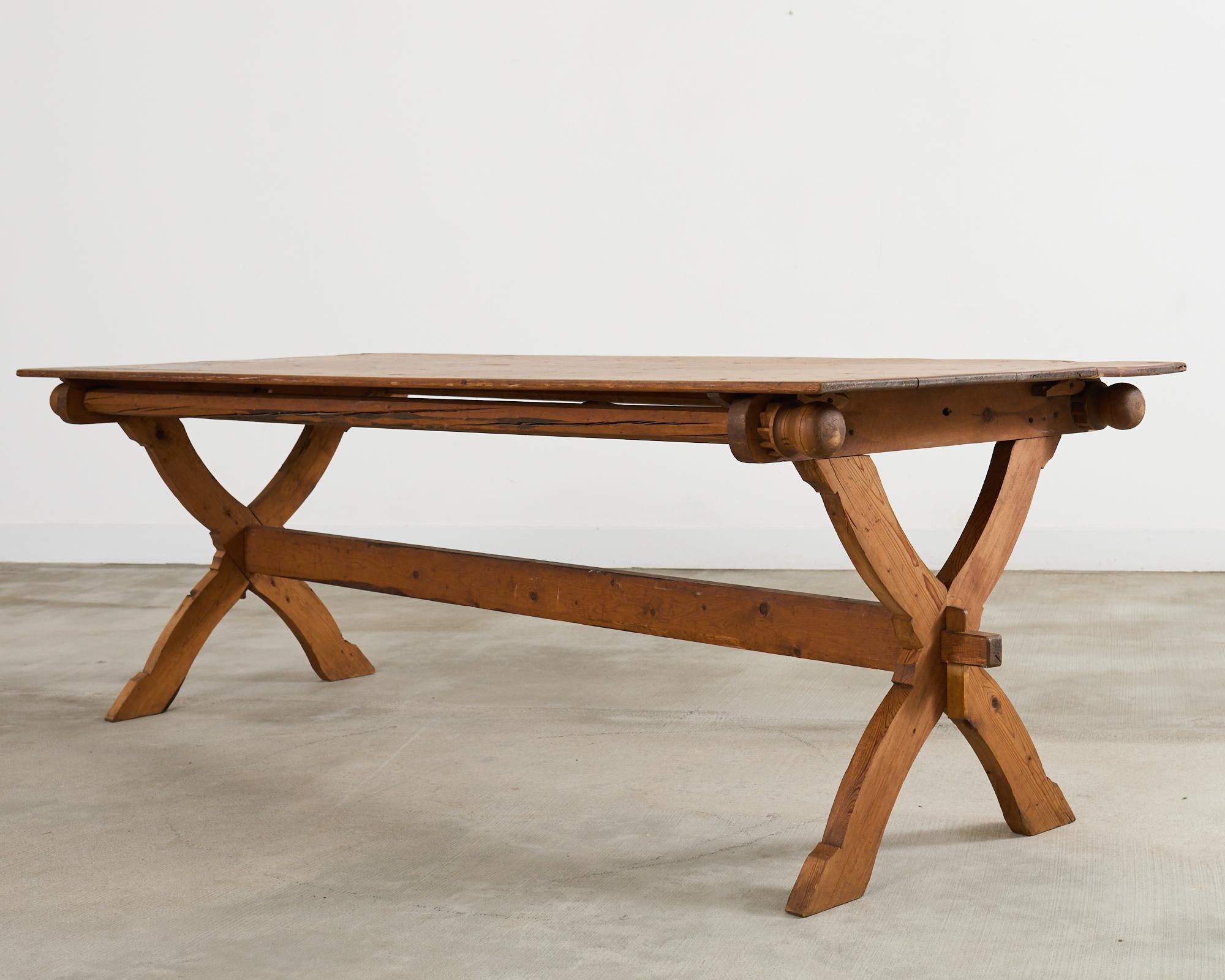 Hand-Crafted 18th Century Country Swedish Pine Farmhouse Bockboard Dining Table
