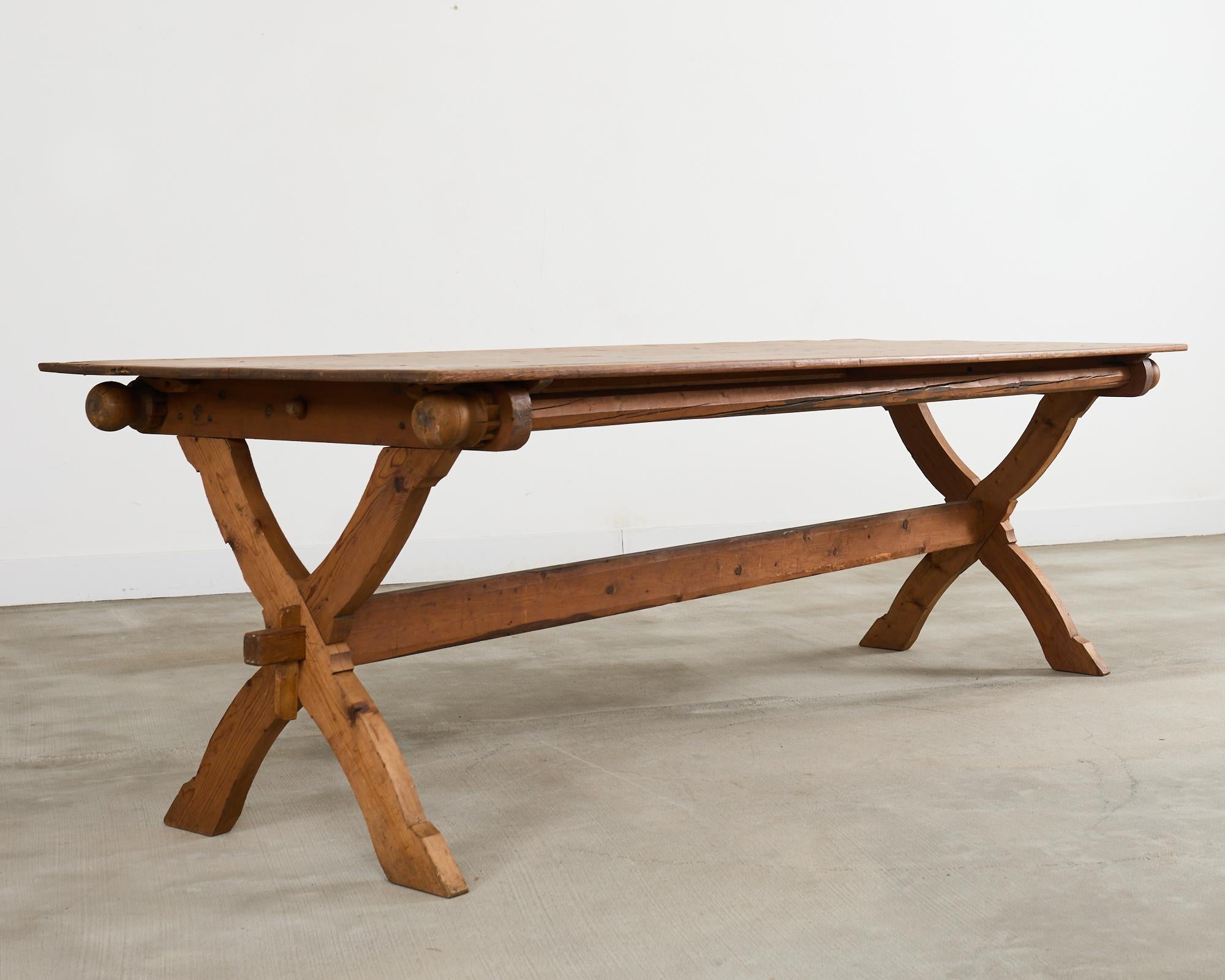 18th Century and Earlier 18th Century Country Swedish Pine Farmhouse Bockboard Dining Table