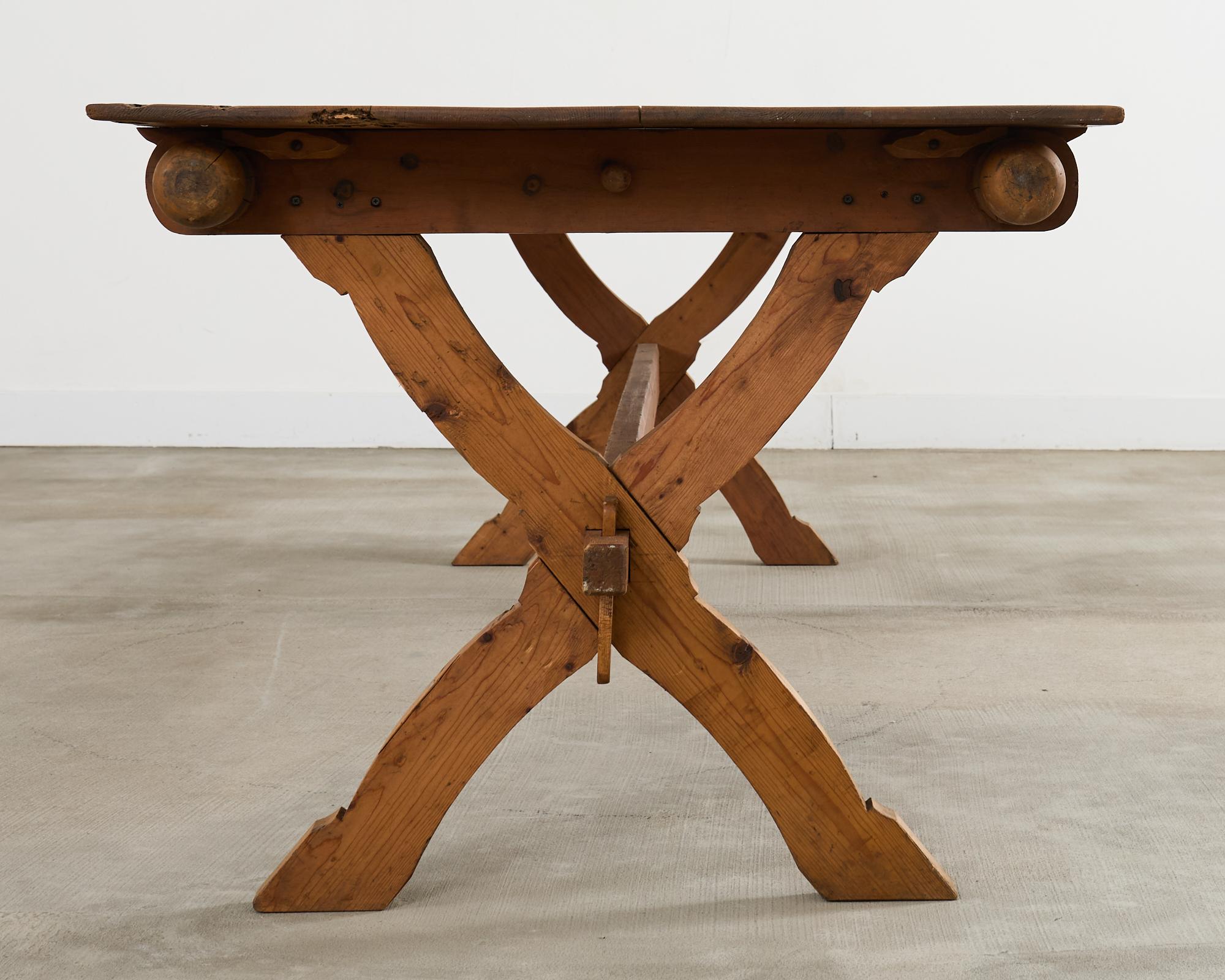 18th Century Country Swedish Pine Farmhouse Bockboard Dining Table 1