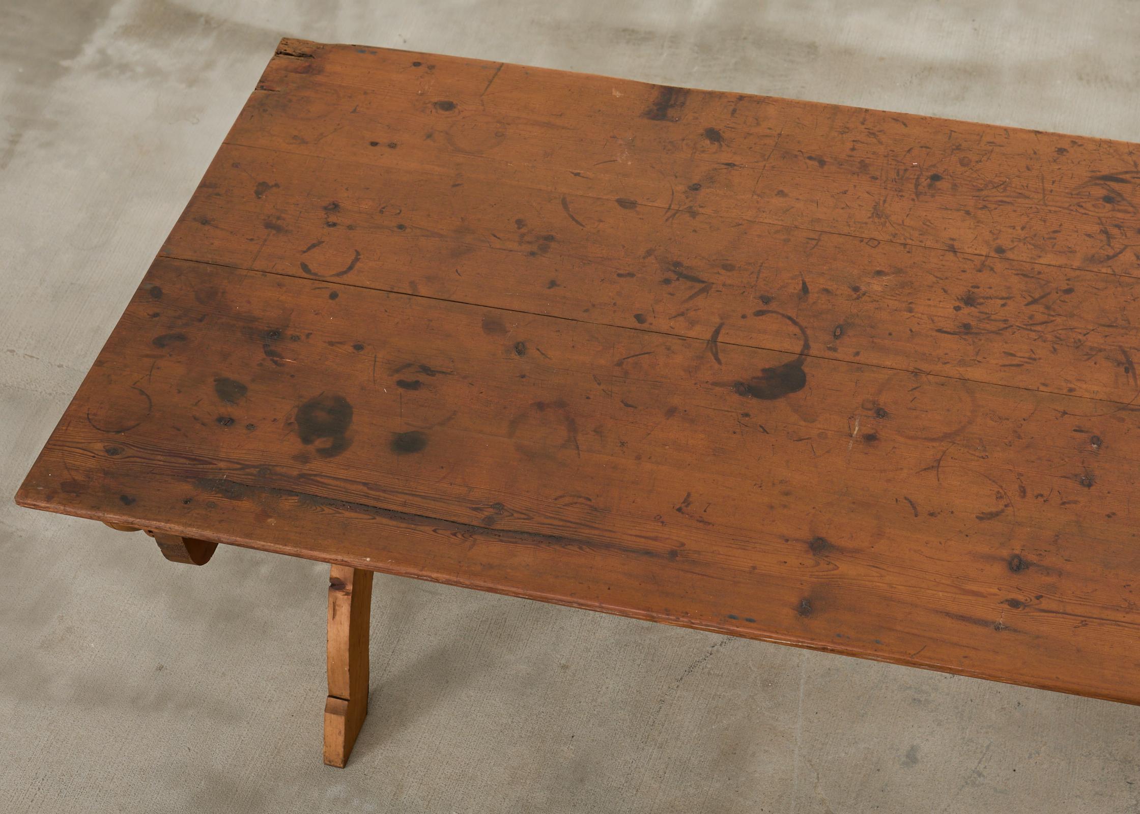 18th Century Country Swedish Pine Farmhouse Bockboard Dining Table 2