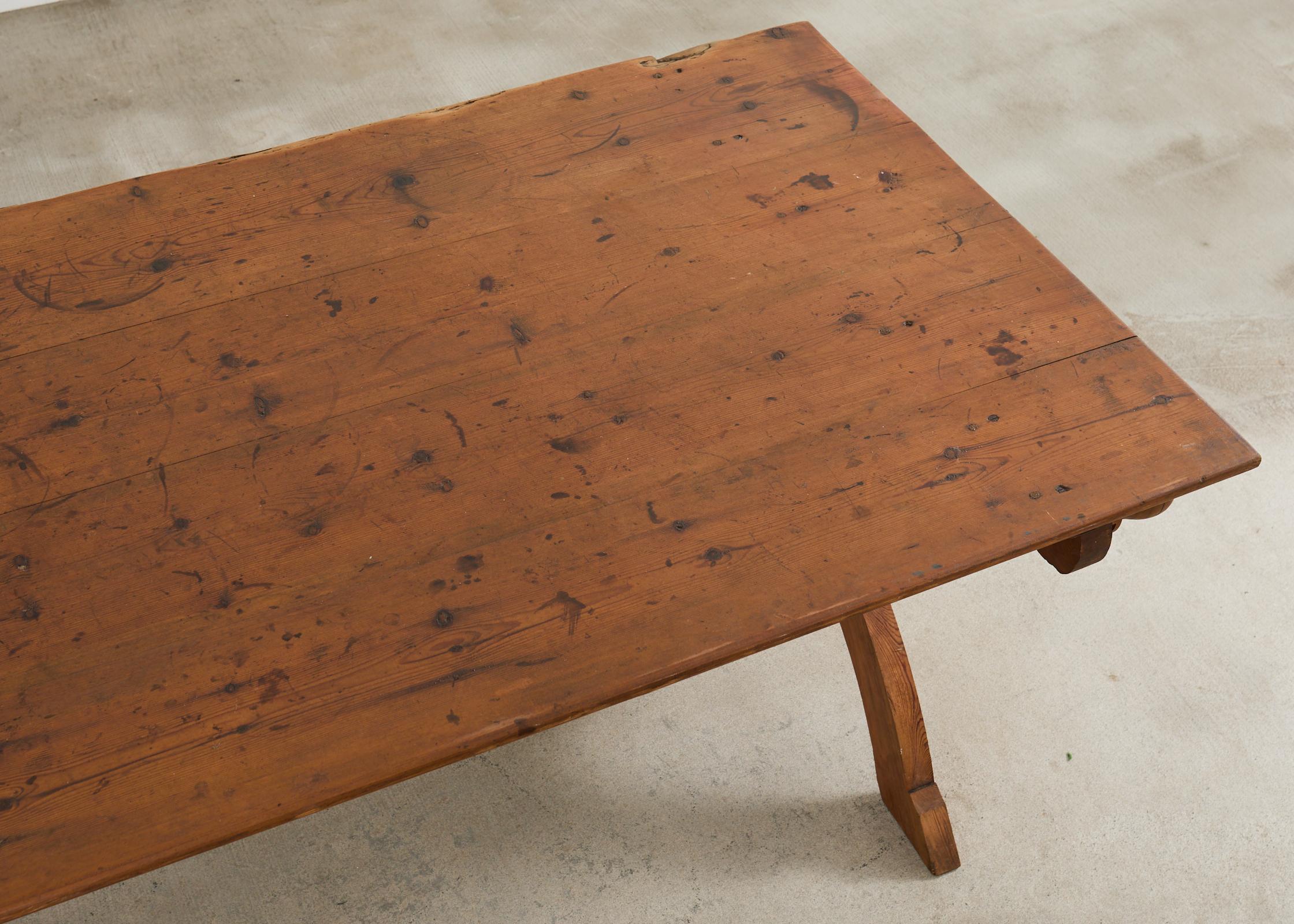 18th Century Country Swedish Pine Farmhouse Bockboard Dining Table 3