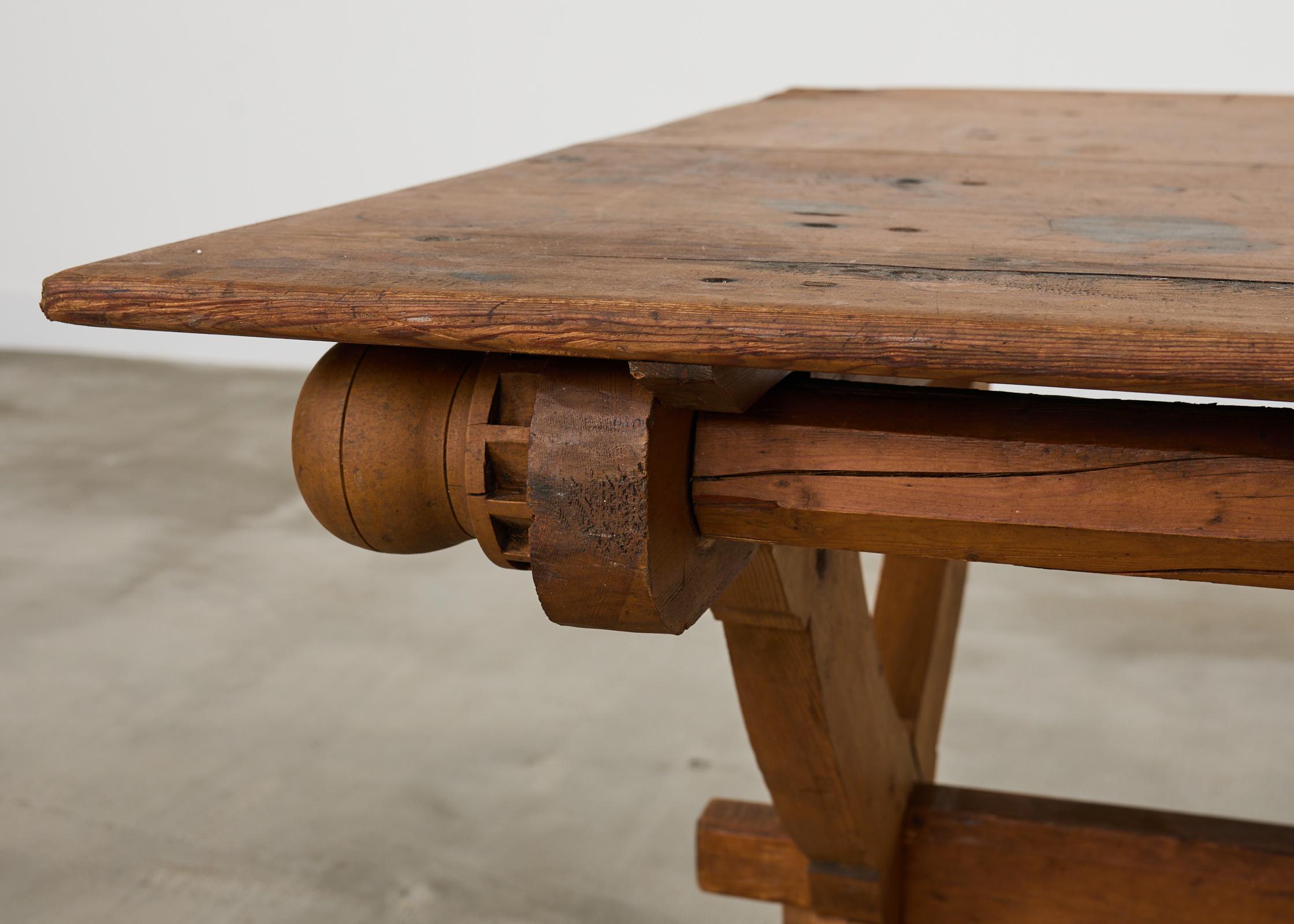 18th Century Country Swedish Pine Farmhouse Bockboard Dining Table 4