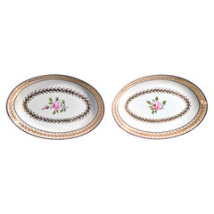 18th-Century Creamware Botanical Dishes by Neale & Co., Oval Shape