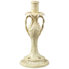 18th Century Creamware Candlestick with Twisted Handles