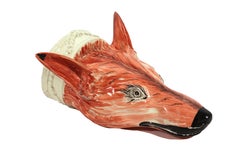 18th-century Creamware large Fox-head Stirrup Cup