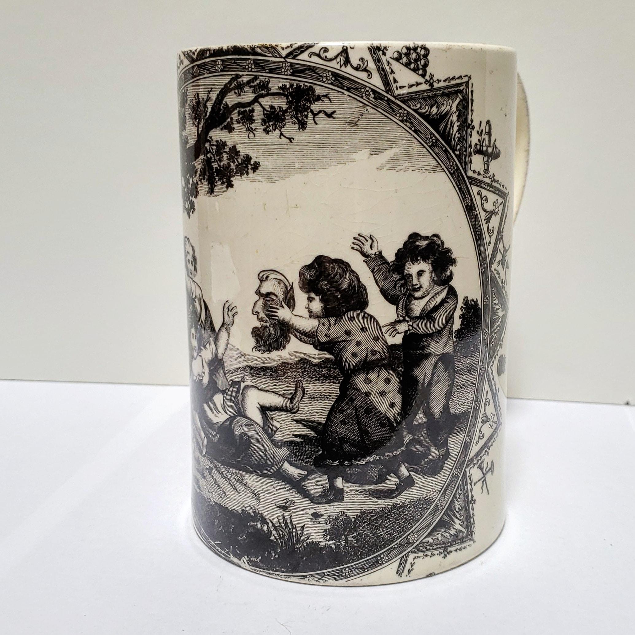Cast 18th Century Creamware Liverpool-Type Mug
