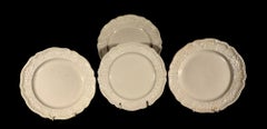 18th Century Creamware Plates with Basketweave Border- A Set of Four