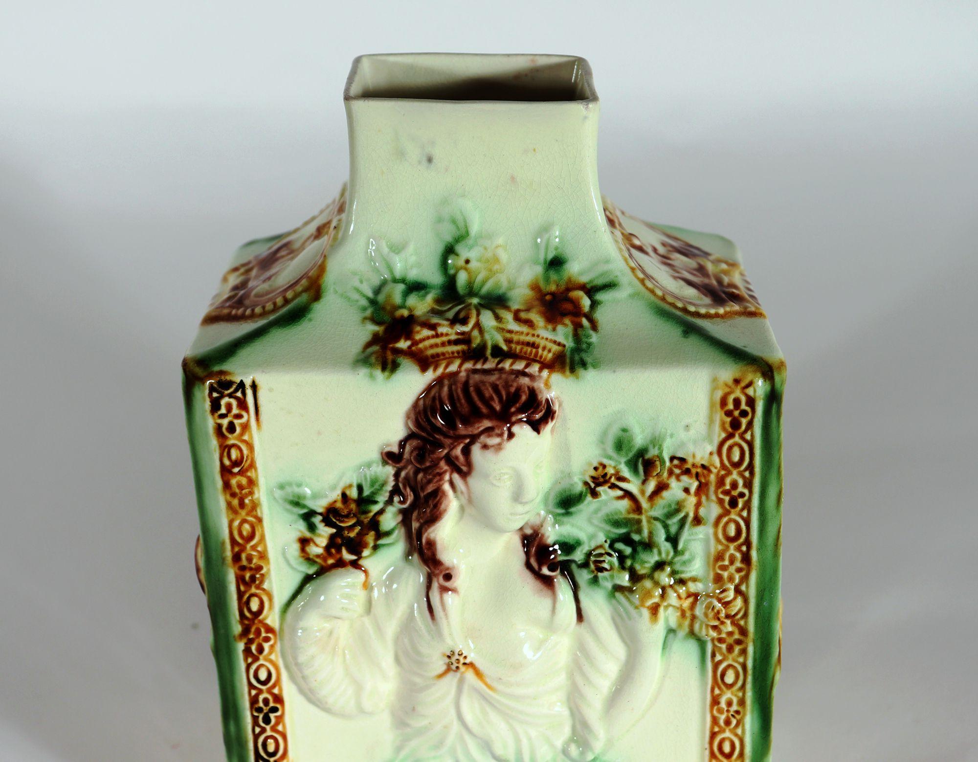 English 18th-Century Creamware Whieldon-type Large Molded Tea Caddy