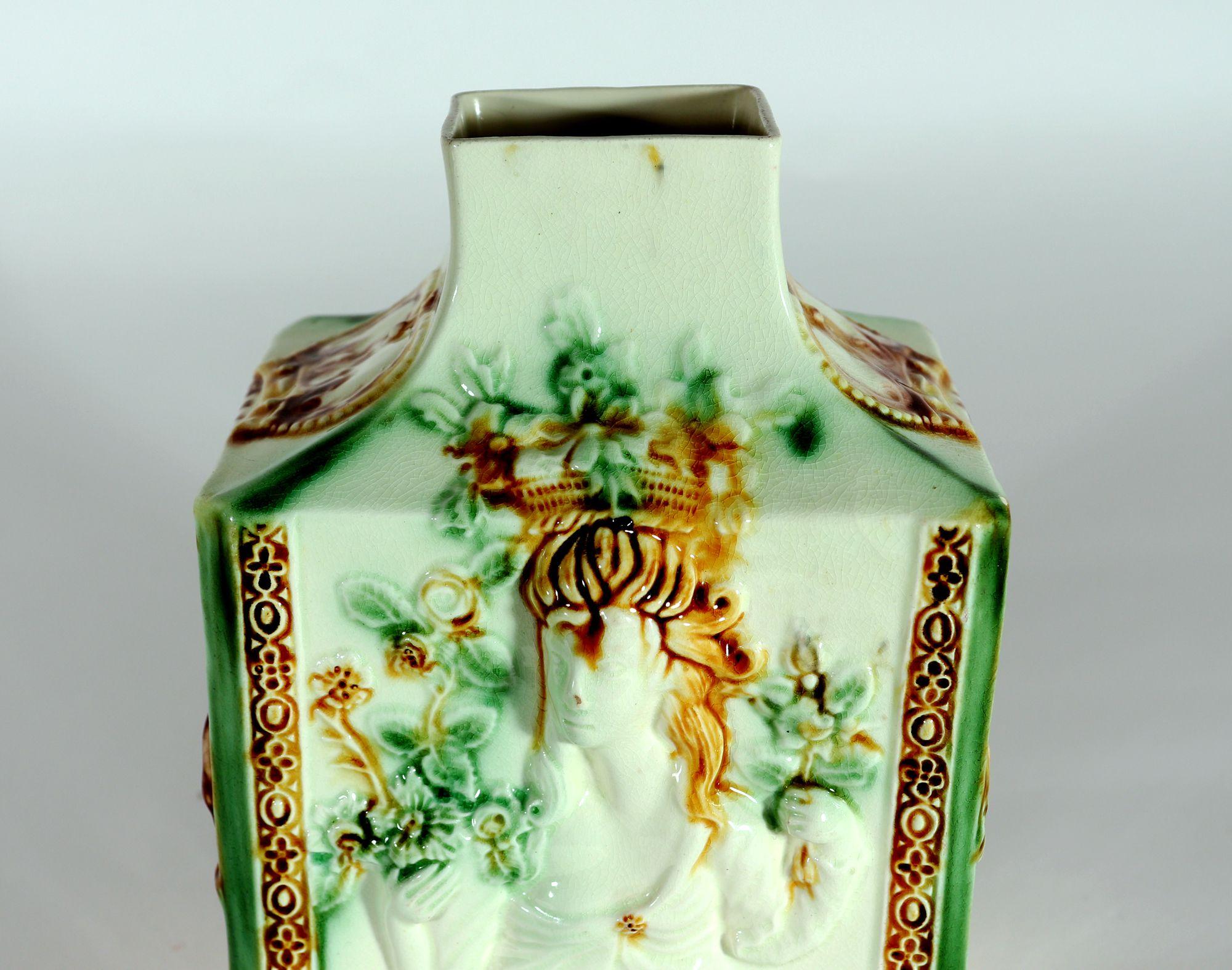 Late 18th Century 18th-Century Creamware Whieldon-type Large Molded Tea Caddy