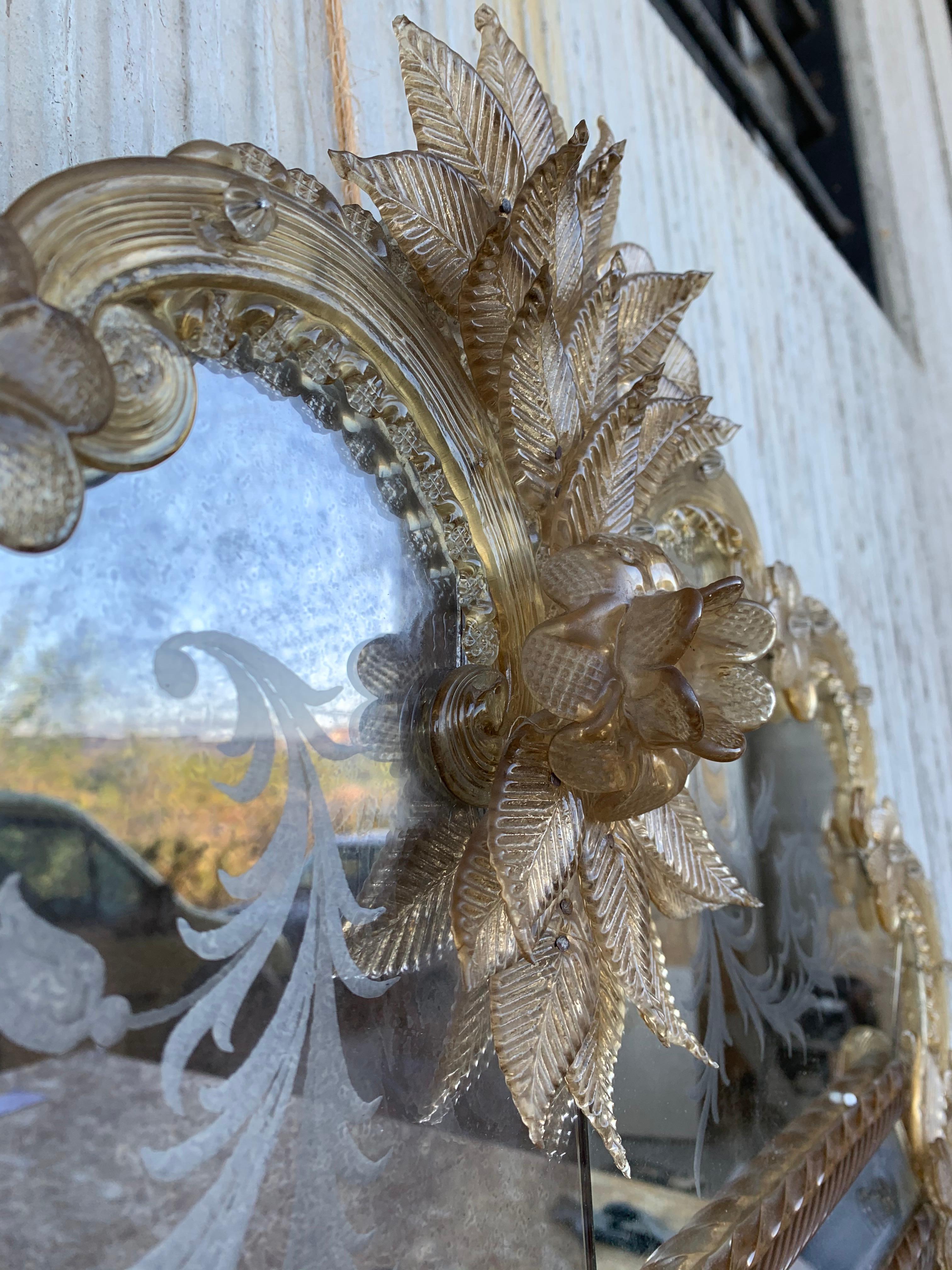 18th Century Crest Top Venetian Rectangular Mirror, Handmade and Hand Silvered For Sale 3