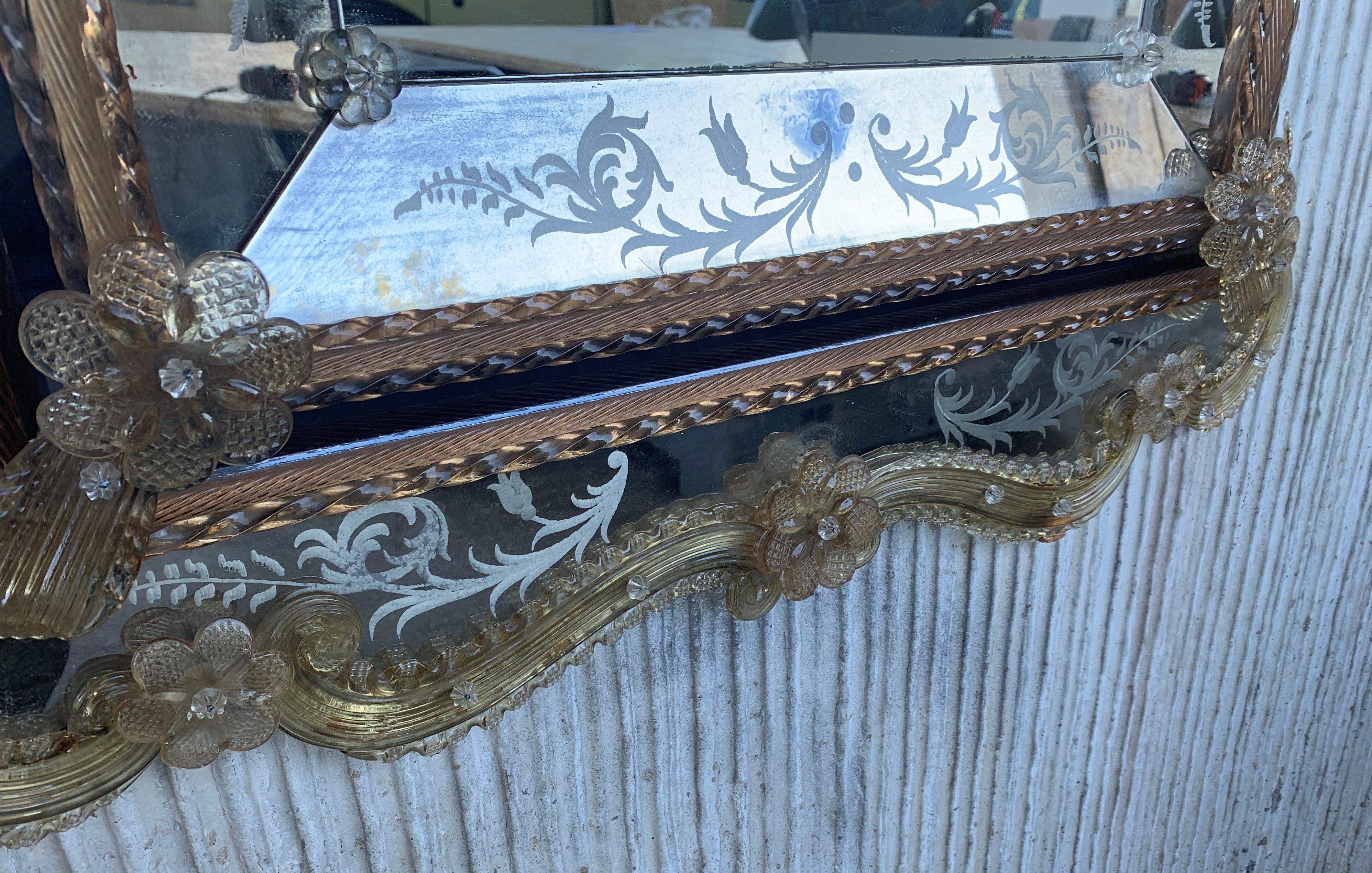 18th Century Crest Top Venetian Rectangular Mirror, Handmade and Hand Silvered For Sale 6
