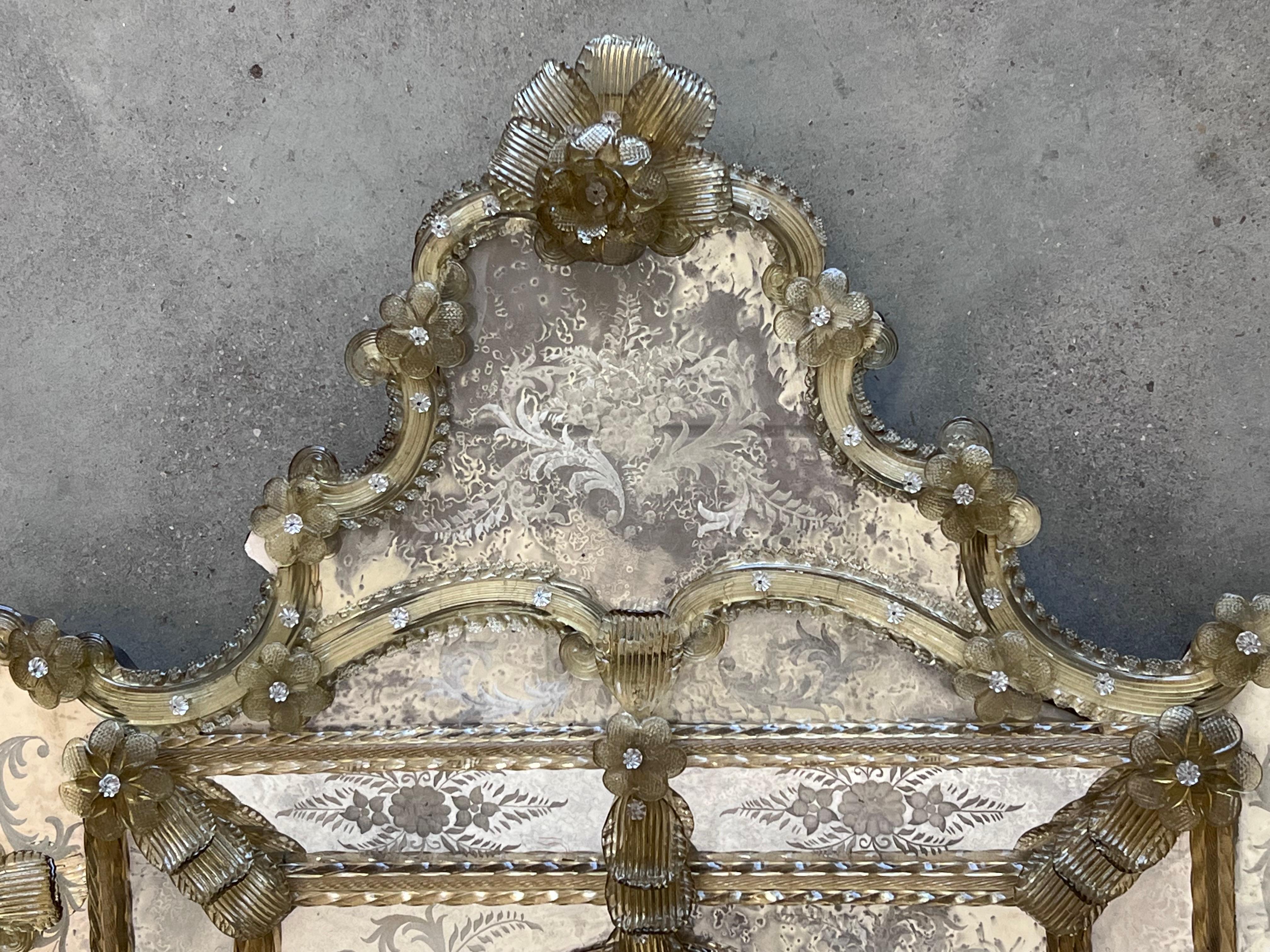 18th Century Crest Top Venetian Rectangular Mirror, Handmade and Hand Silvered For Sale 2