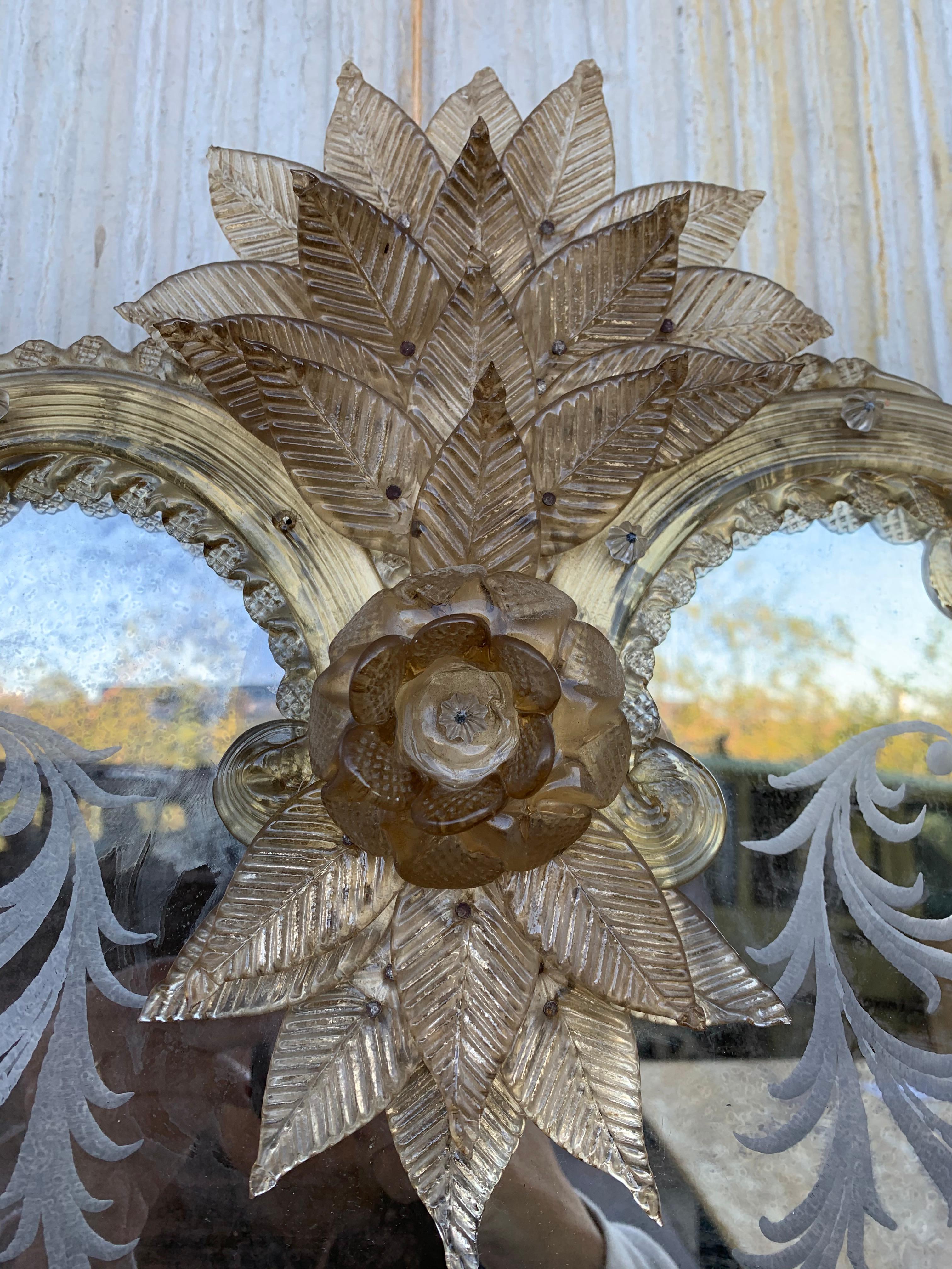 18th Century Crest Top Venetian Rectangular Mirror, Handmade and Hand Silvered For Sale 1