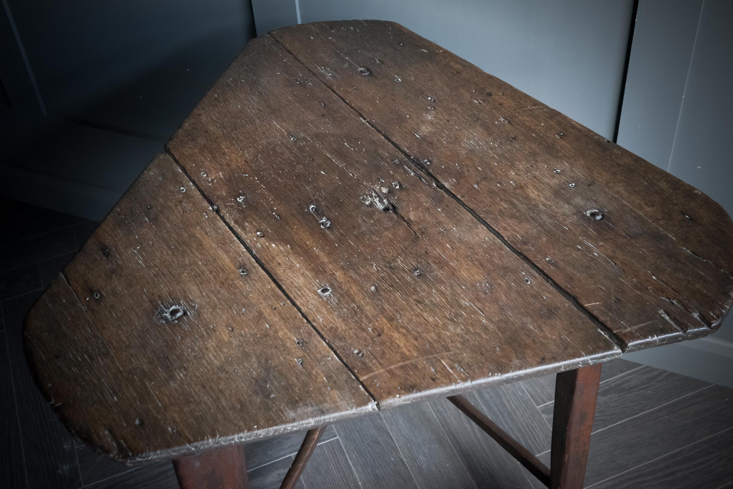 Amazing gnarly 18th Century English oak Cricket table.