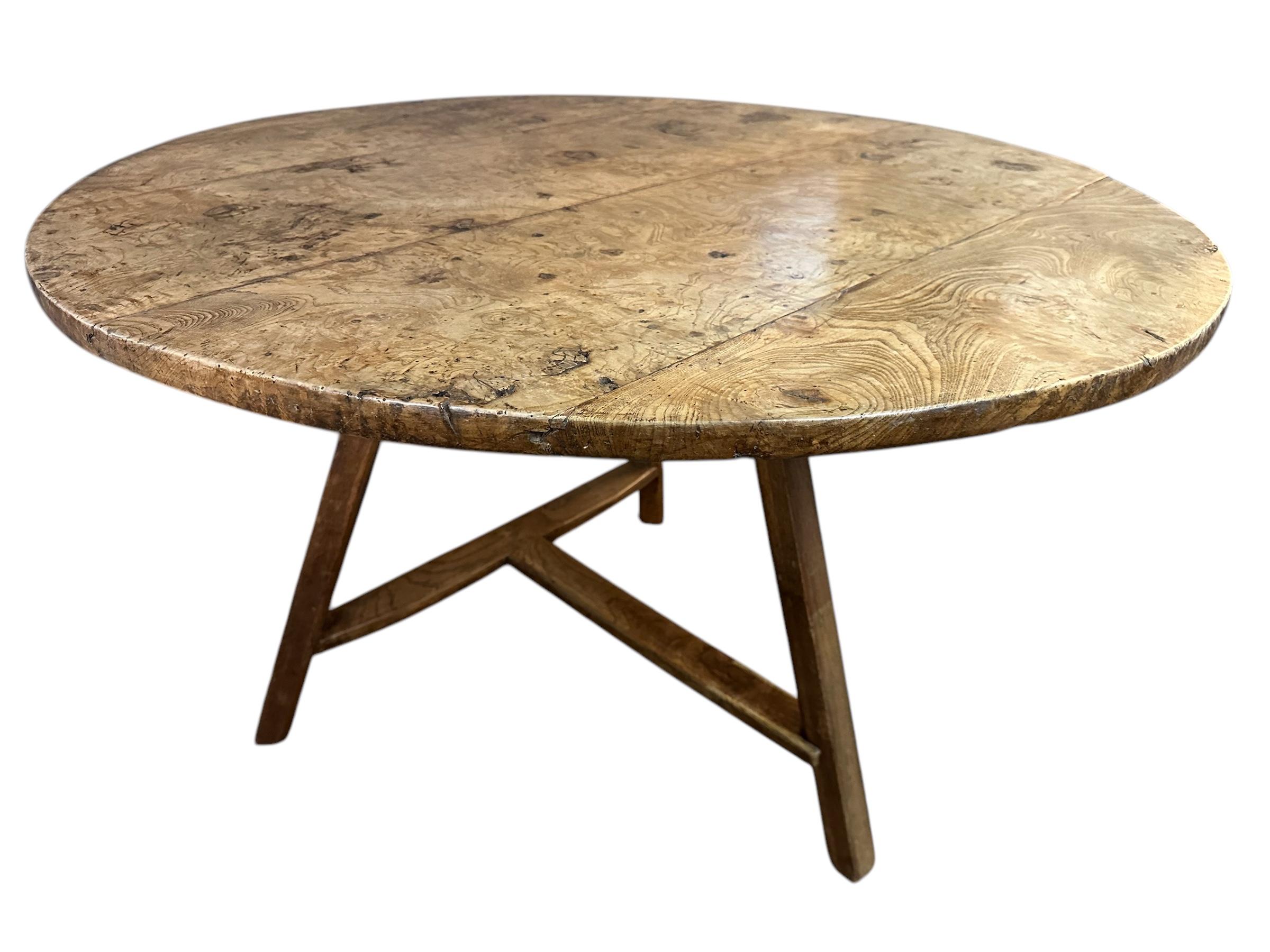 French Provincial 18th Century Cricket table In Burr Ash