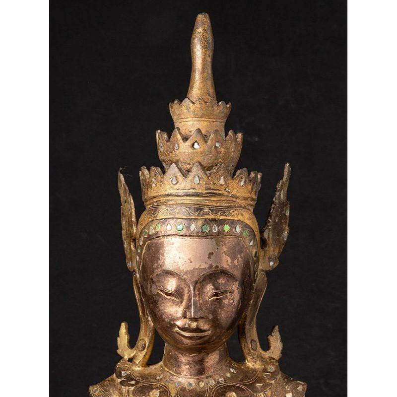 18th Century Crowned Shan Buddha Statue from Burma For Sale 4