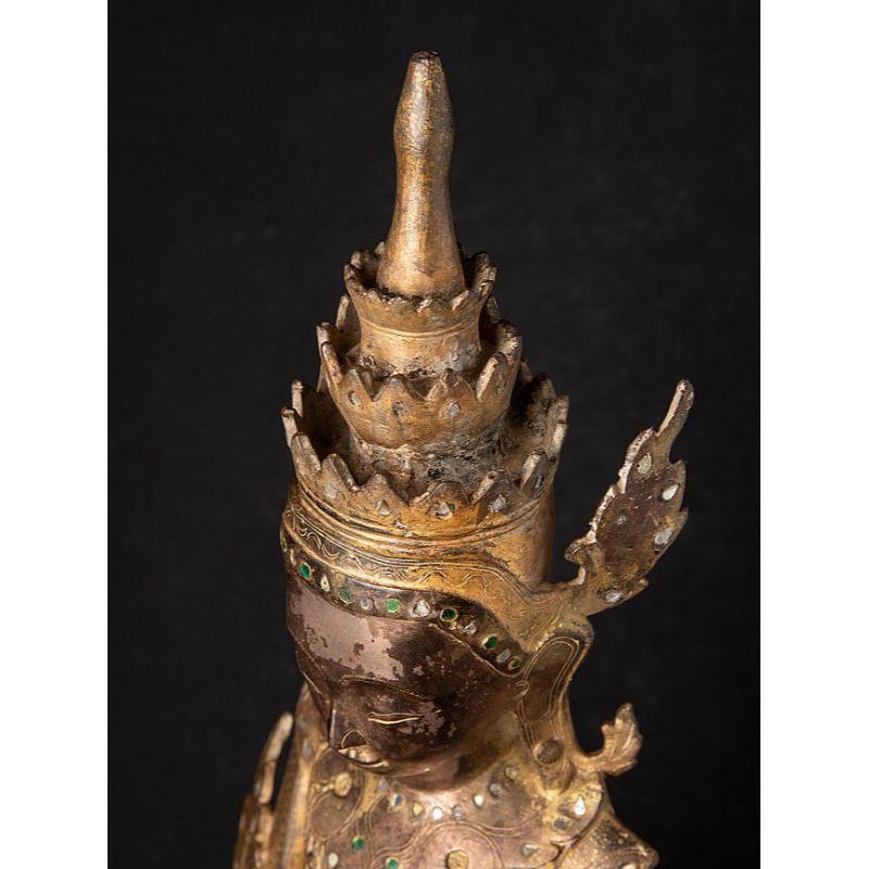 18th Century Crowned Shan Buddha Statue from Burma For Sale 8