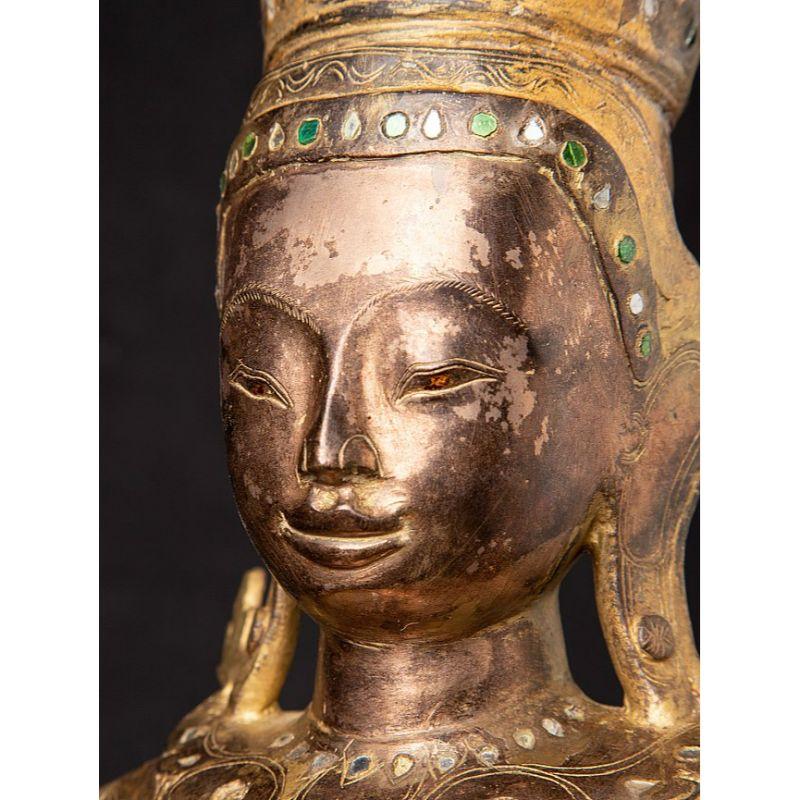 18th Century Crowned Shan Buddha Statue from Burma For Sale 9