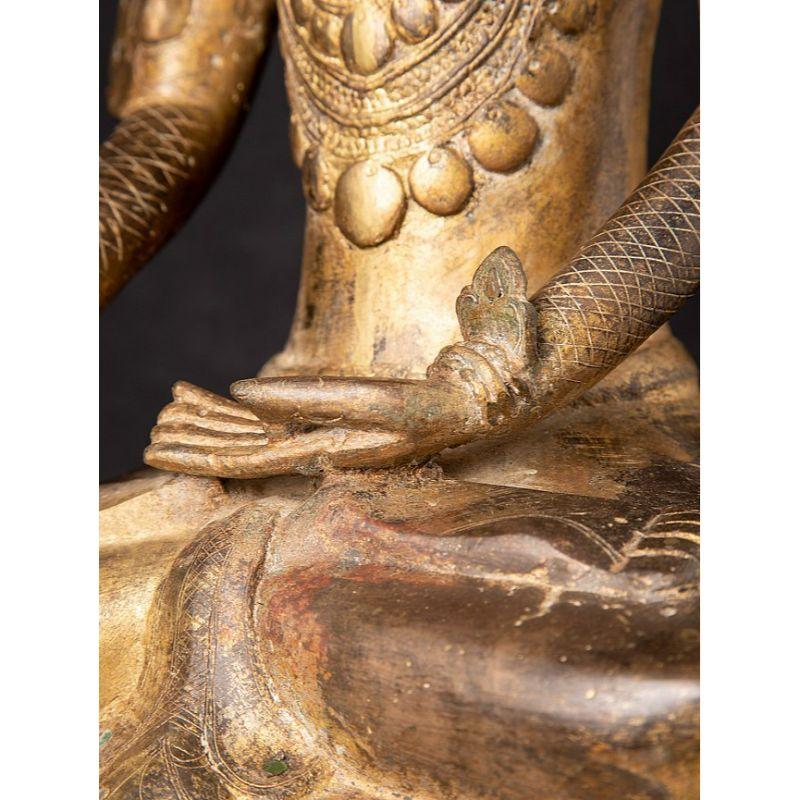18th Century Crowned Shan Buddha Statue from Burma For Sale 12