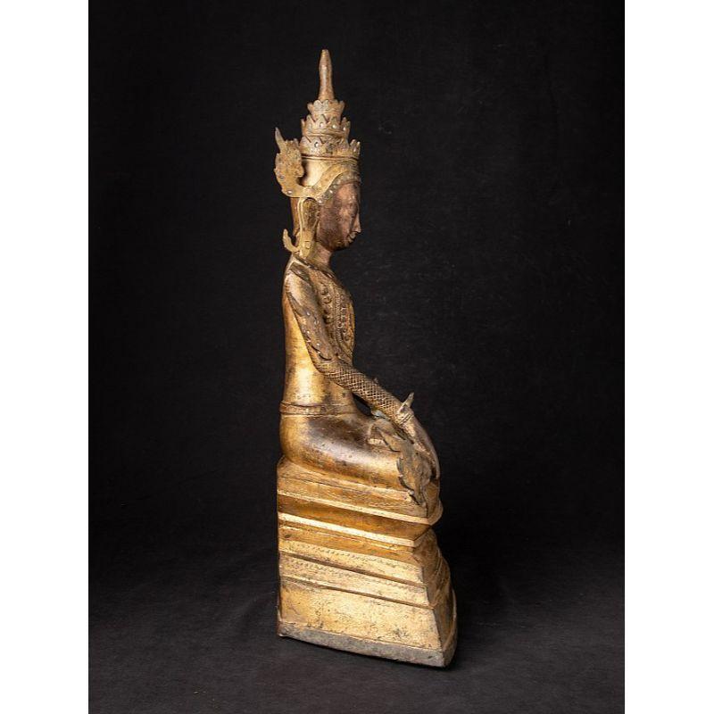 18th Century and Earlier 18th Century Crowned Shan Buddha Statue from Burma For Sale