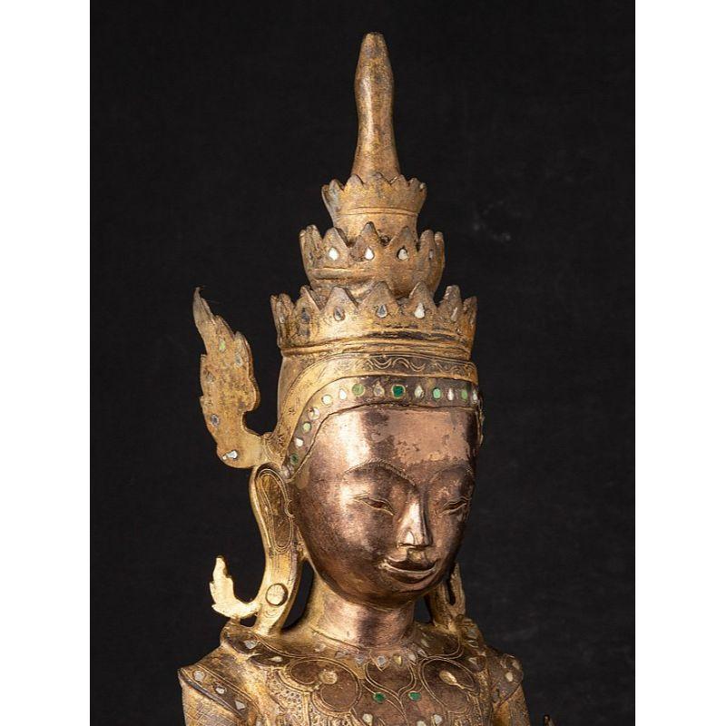 18th Century Crowned Shan Buddha Statue from Burma For Sale 2