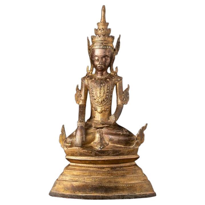 18th Century Crowned Shan Buddha Statue from Burma For Sale