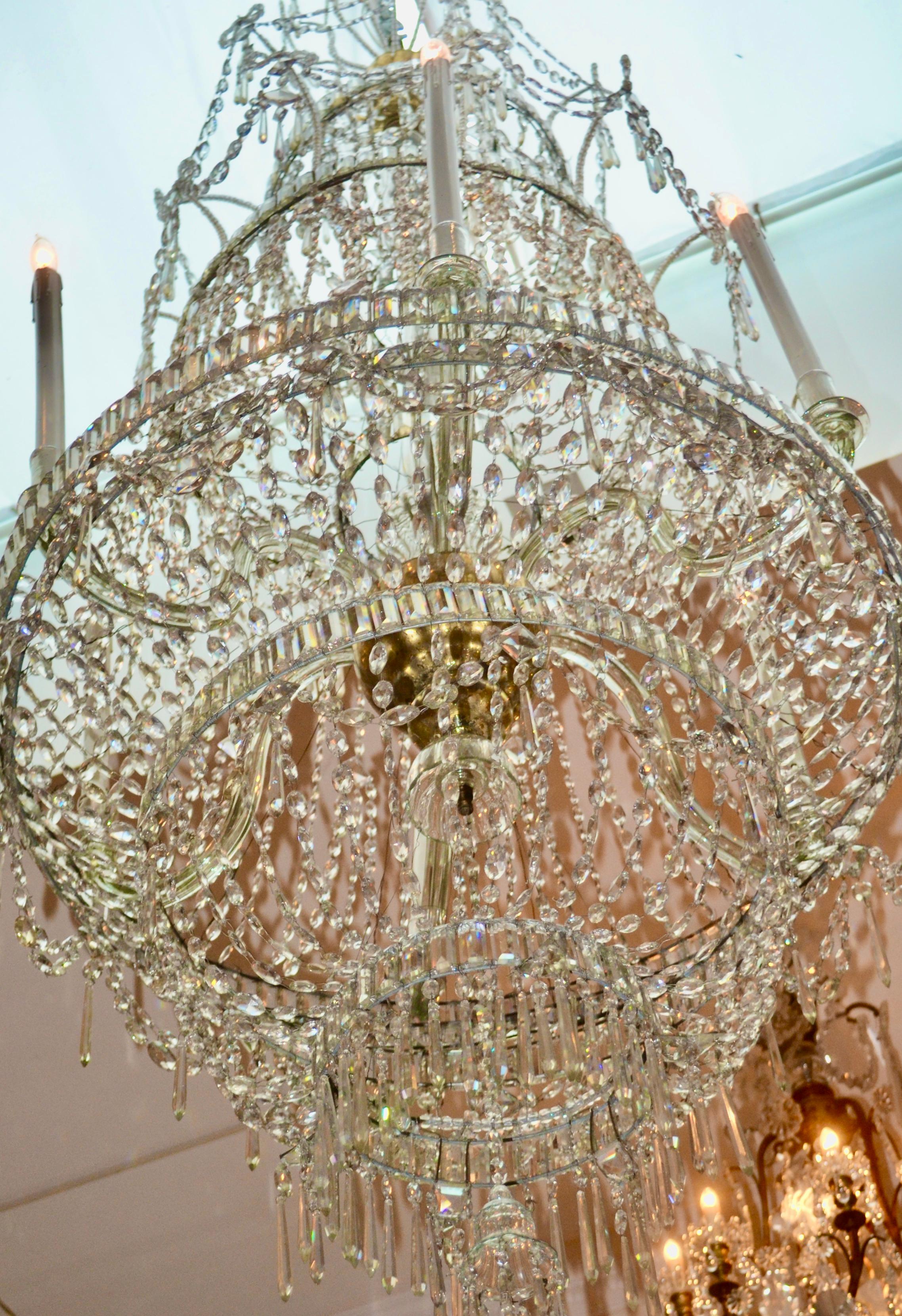 Neoclassical 18th Century Crystal Chandelier from the Royal Crystal Manufacturer La Granja For Sale