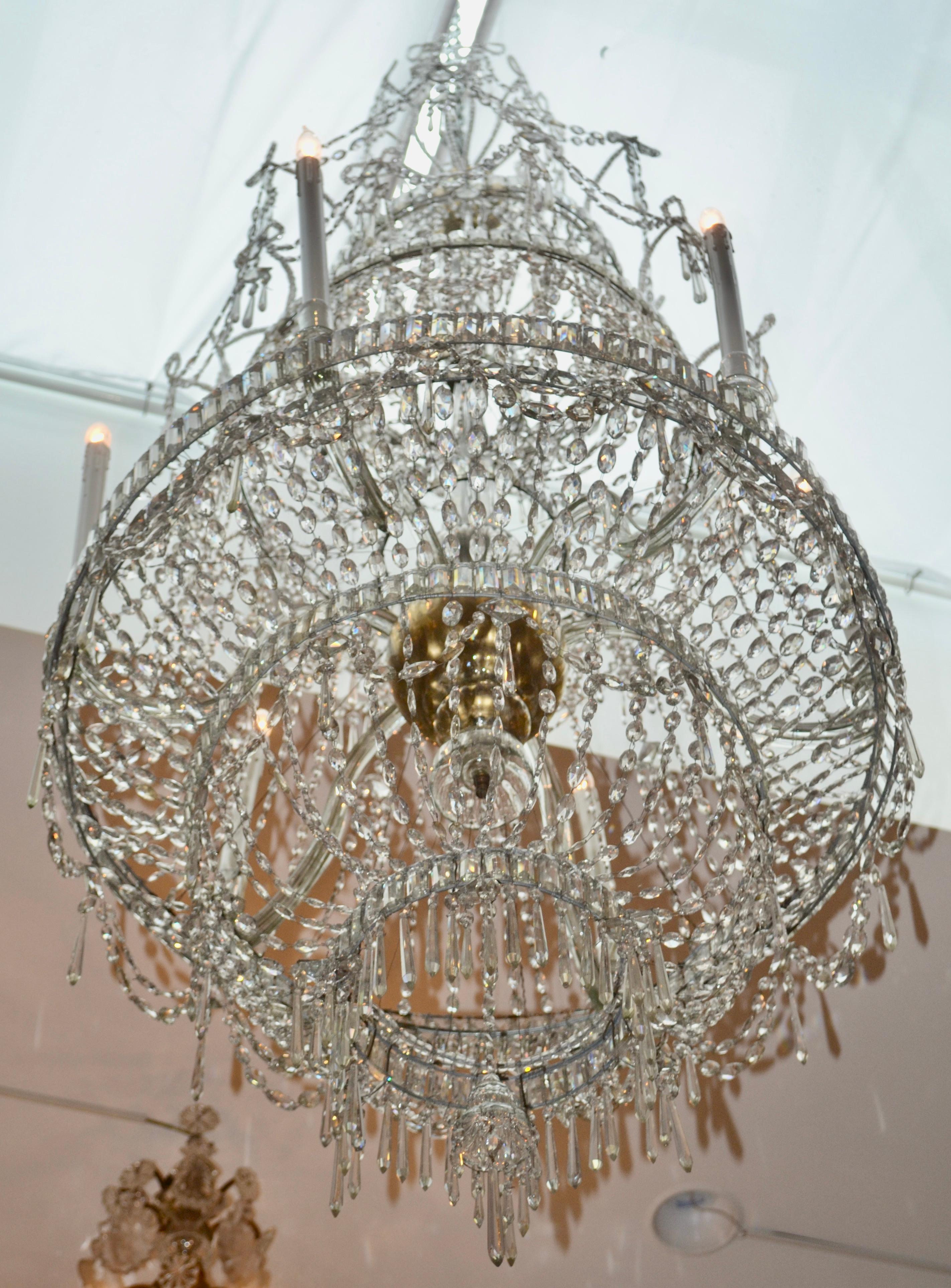 Spanish 18th Century Crystal Chandelier from the Royal Crystal Manufacturer La Granja For Sale