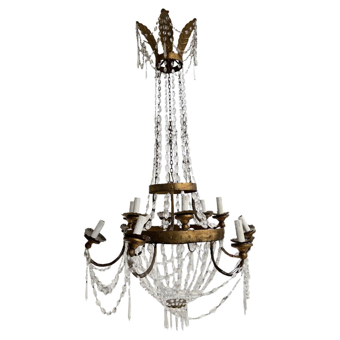 Gilded Iron Corona Chandelier For Sale at 1stDibs