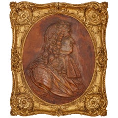 Ritratto di Luigi XIV in pelle "Cuir Bouili" del XVIII secolo