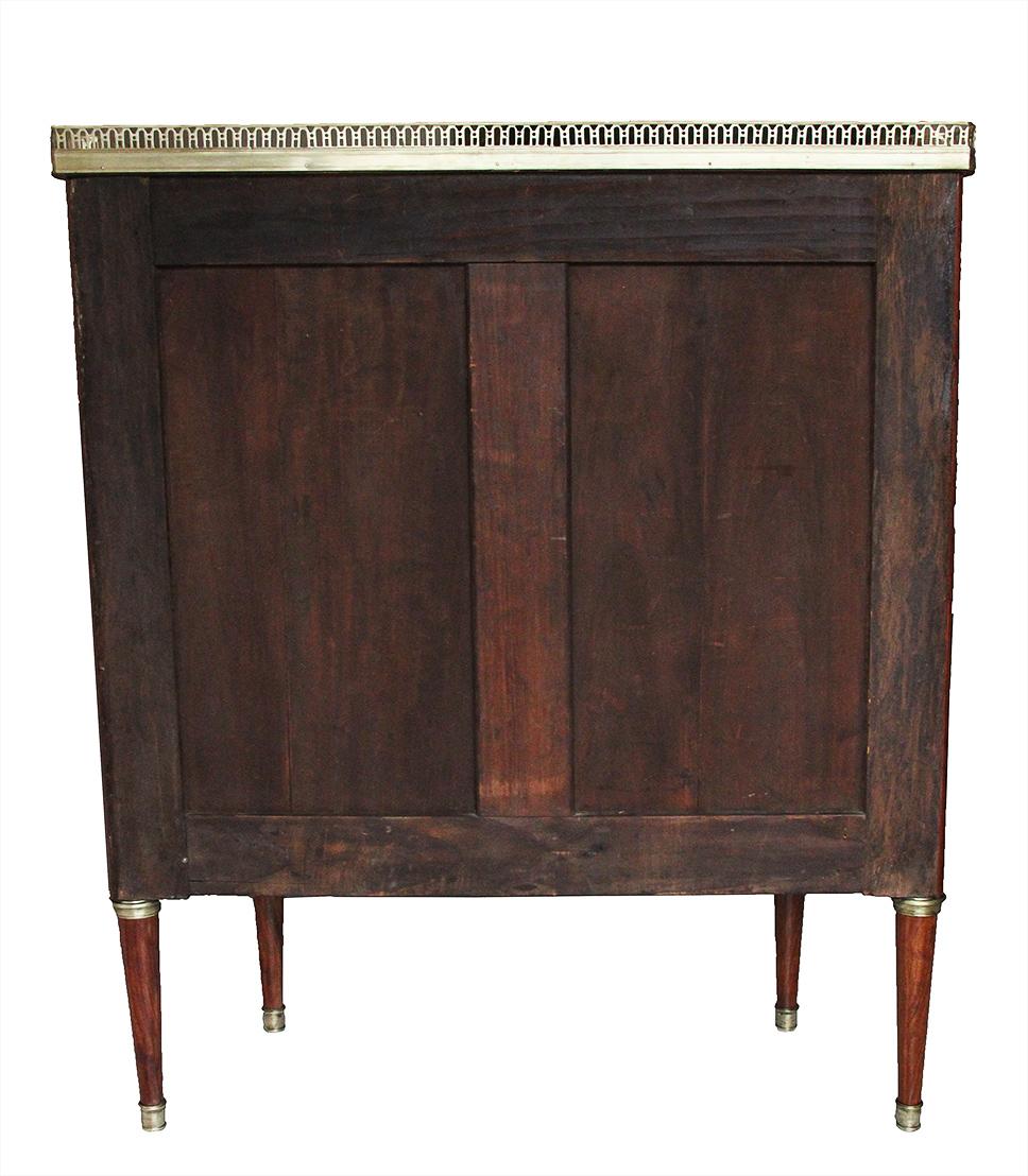 18th Century and Earlier 18th Century Curved Front Cabinet Stamped AVRIL in Rosewood and White Marble Top For Sale