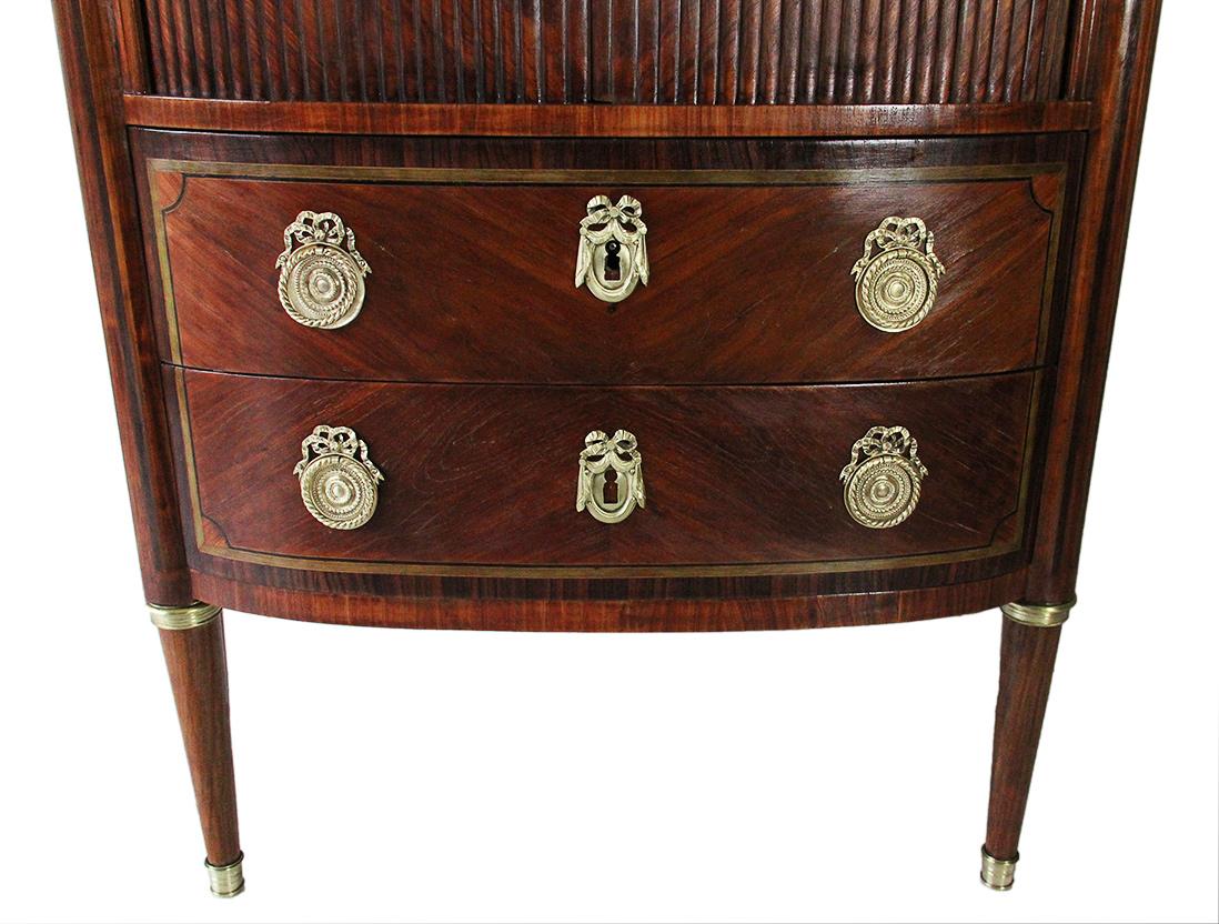 18th Century Curved Front Cabinet Stamped AVRIL in Rosewood and White Marble Top For Sale 1