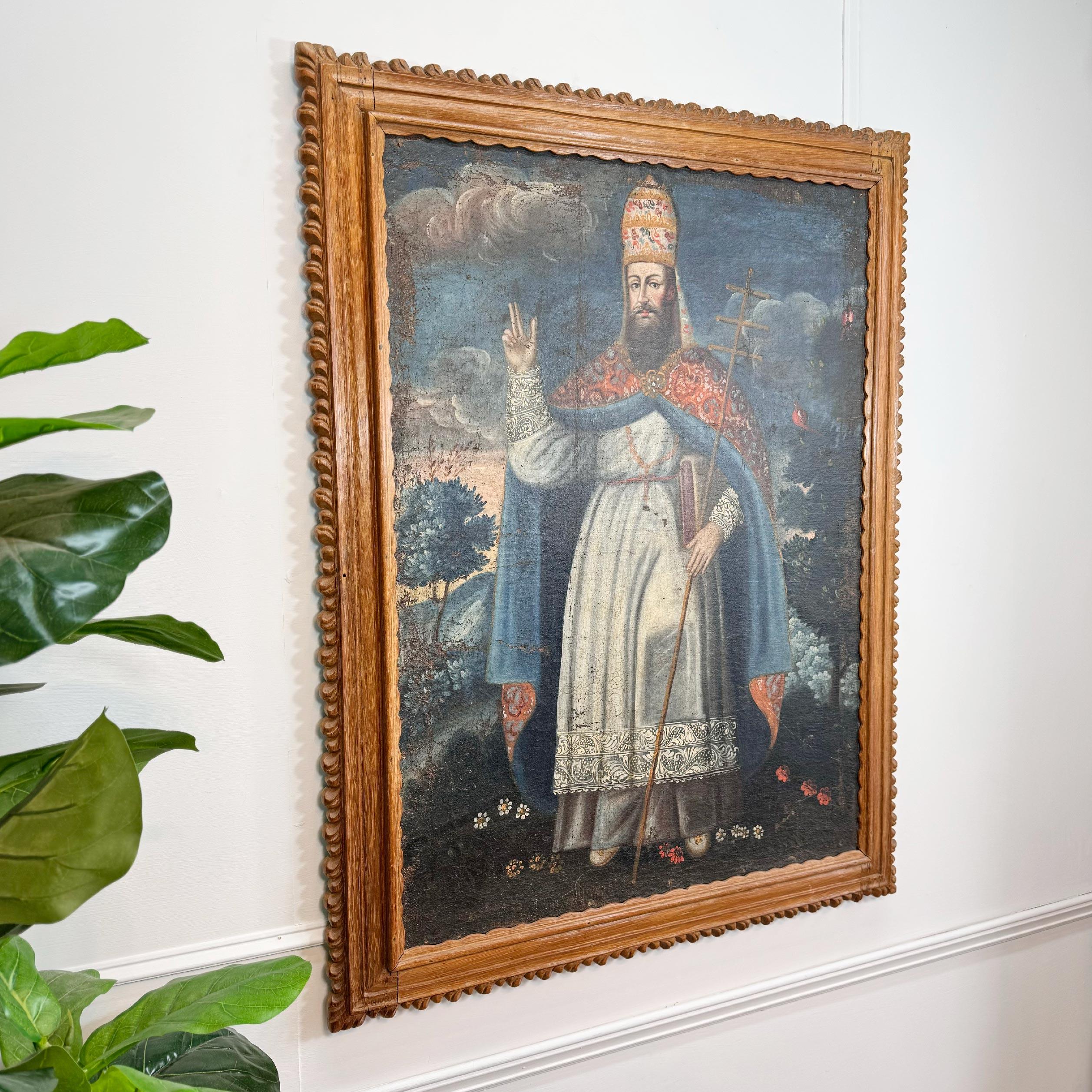 Colonial espagnol Huile sur toile de l'école de Cusco du 18ème siècle, Pope Gregory XIII en vente
