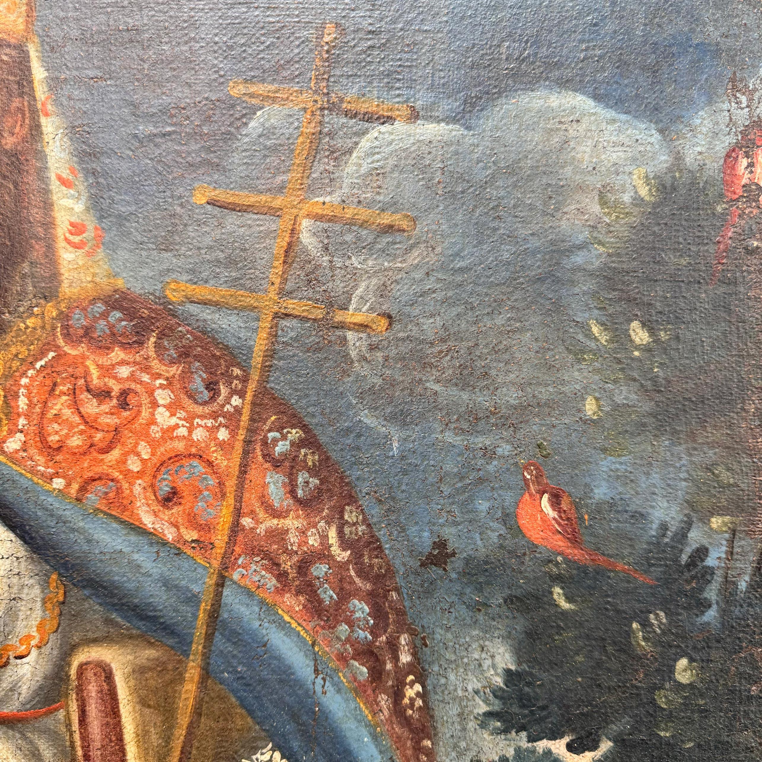 Début du XVIIIe siècle Huile sur toile de l'école de Cusco du 18ème siècle, Pope Gregory XIII en vente