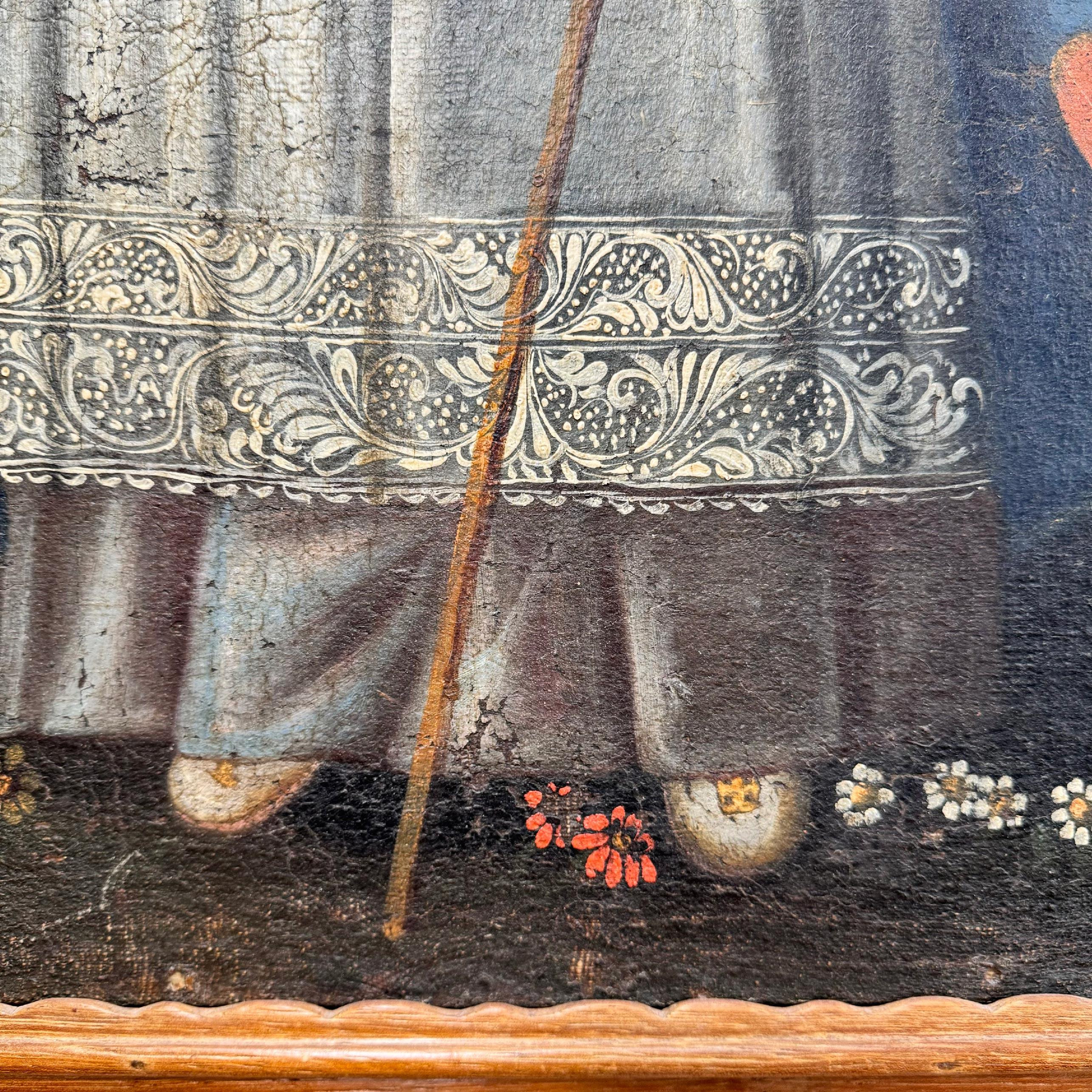 Début du XVIIIe siècle Huile sur toile de l'école de Cuzco du 18ème siècle Le Pope Gregory XIII en vente