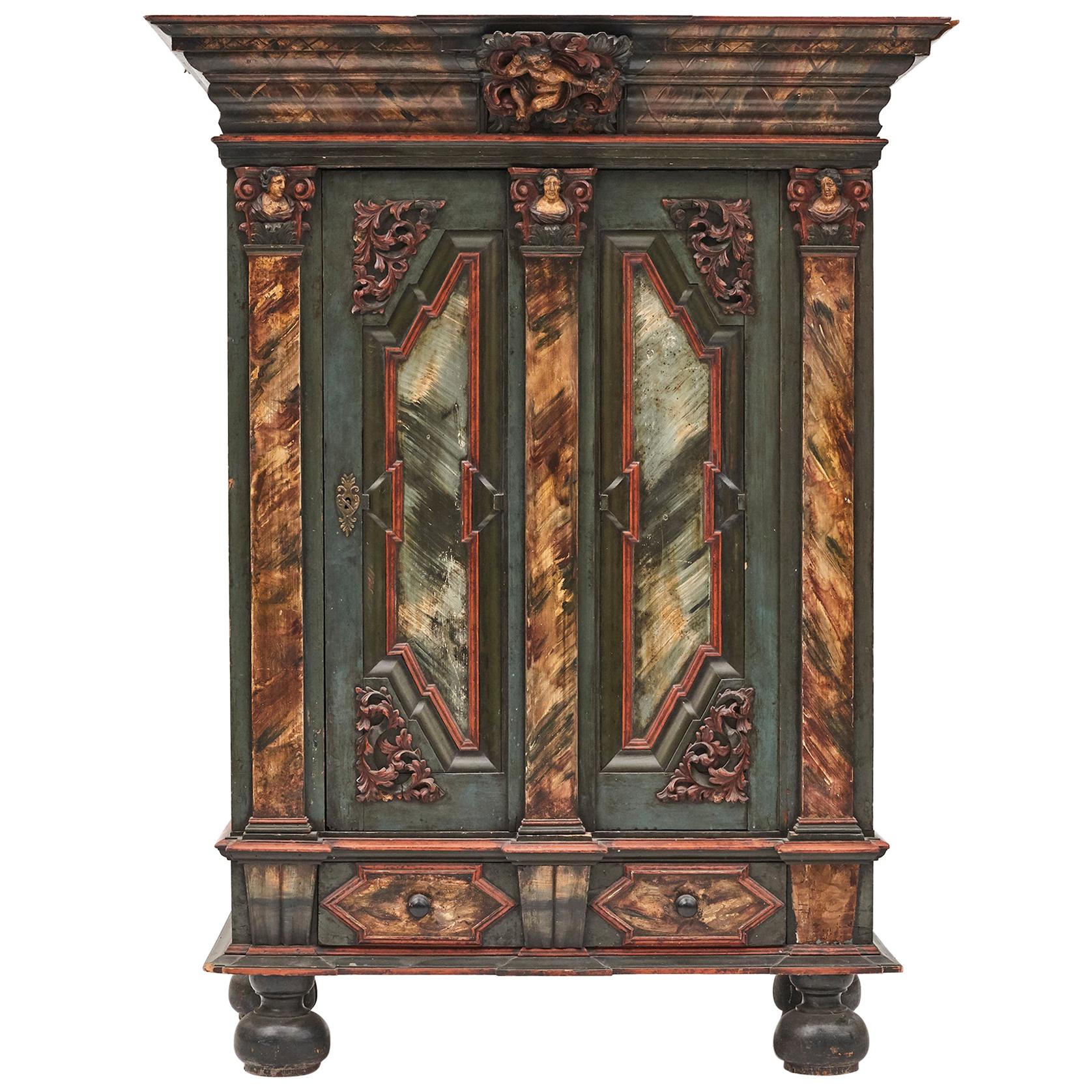 18th Century Danish Baroque Cabinet For Sale