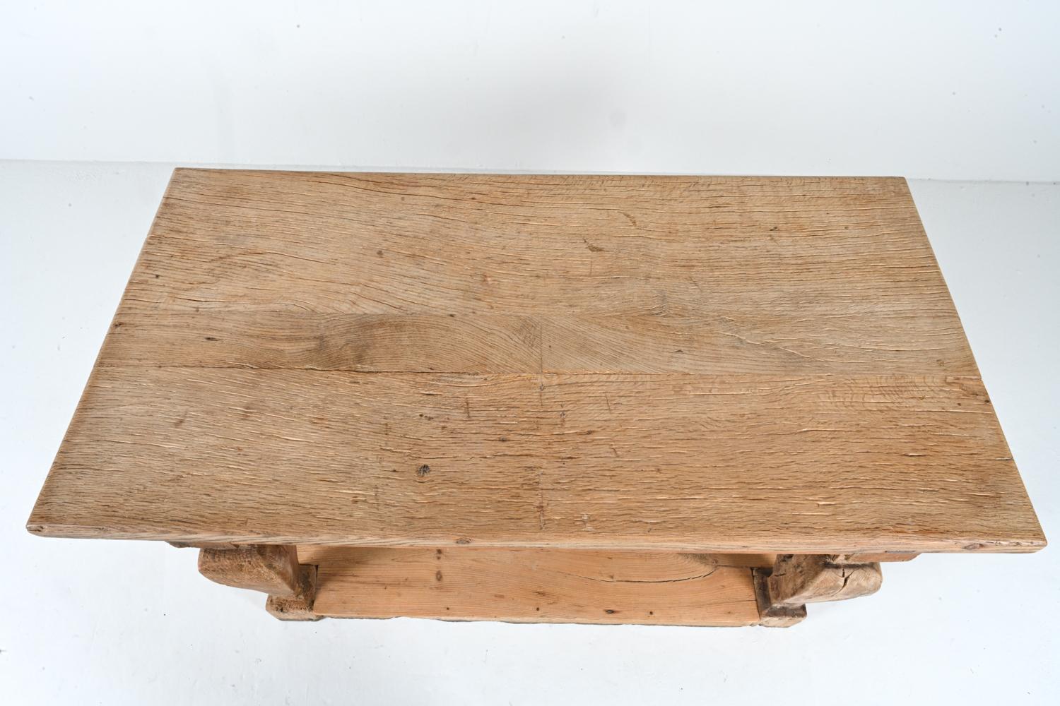 18th Century and Earlier 18th Century Danish Baroque Provincial Oak Single-Drawer Table For Sale
