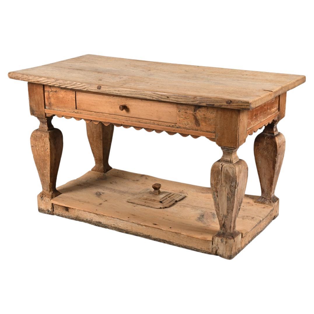 18th Century Danish Baroque Provincial Oak Single-Drawer Table For Sale