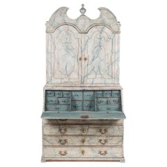 18th Century Danish Baroque Secretary Desk in Faux-Marble