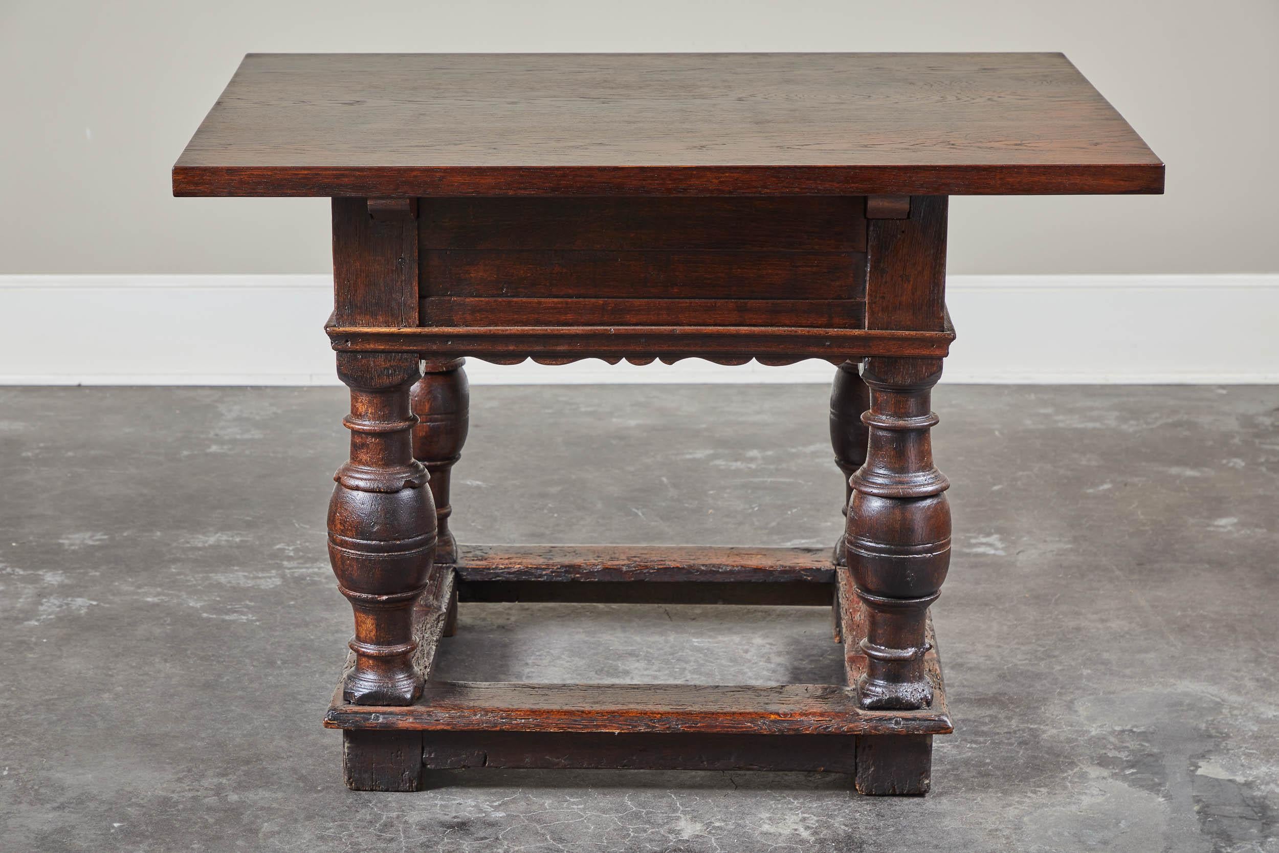 18th Century Danish Baroque Table with Turned Legs For Sale 1