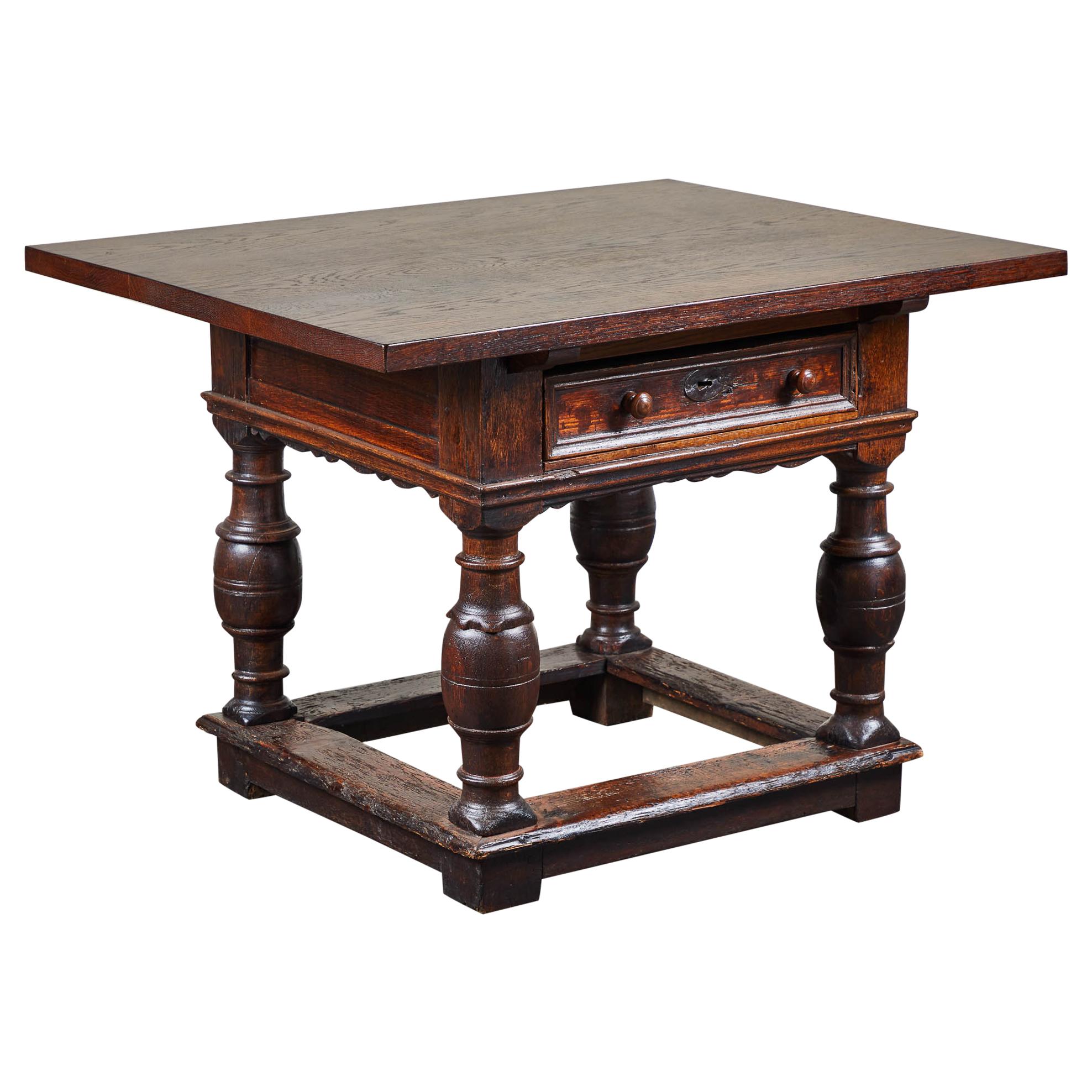 18th Century Danish Baroque Table with Turned Legs For Sale