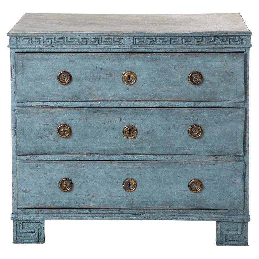 Dänische blaue Gustavianische Kommode aus dem 18.
