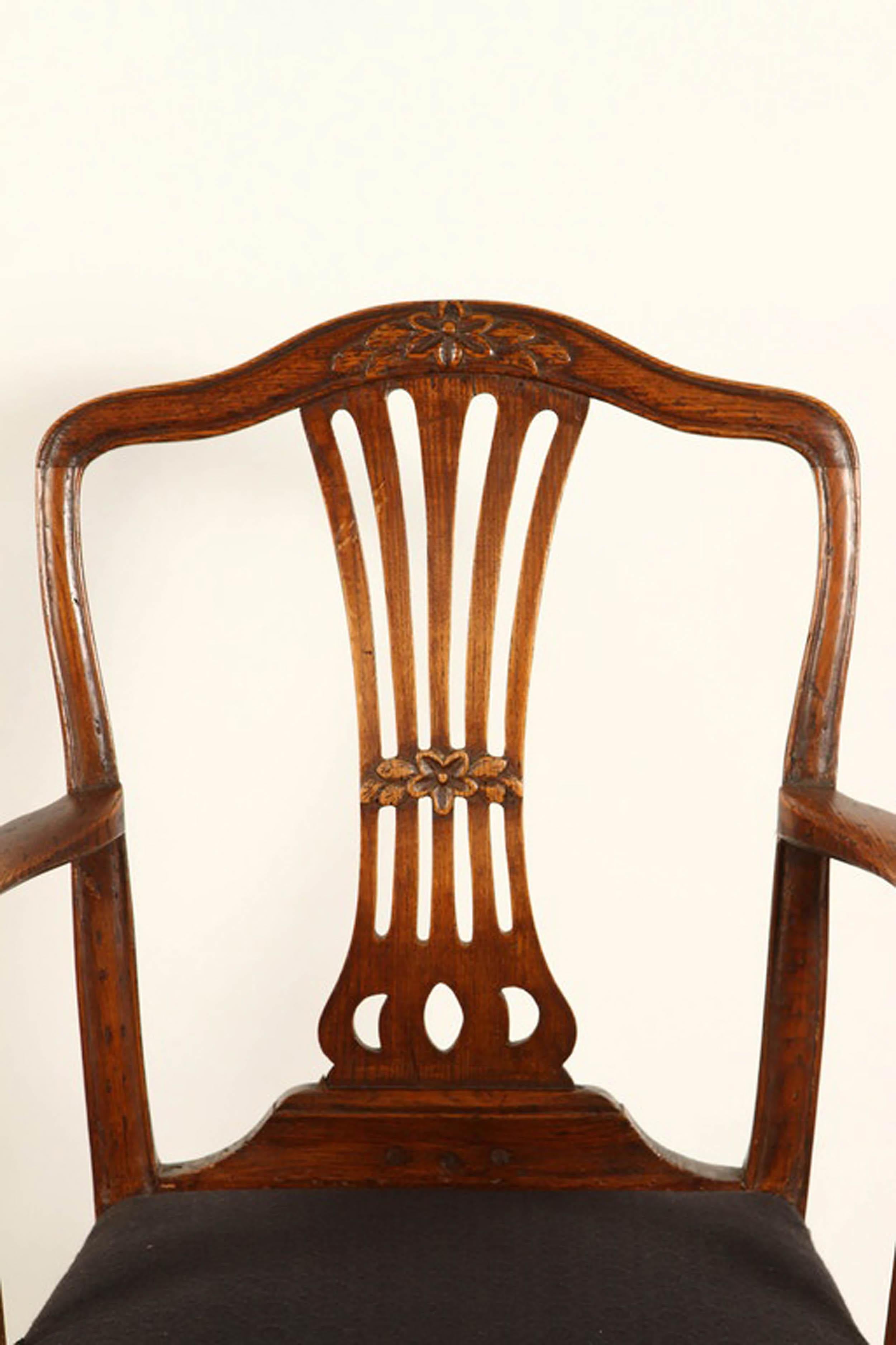 18th Century and Earlier 18th Century Danish Country Elm Armchair For Sale