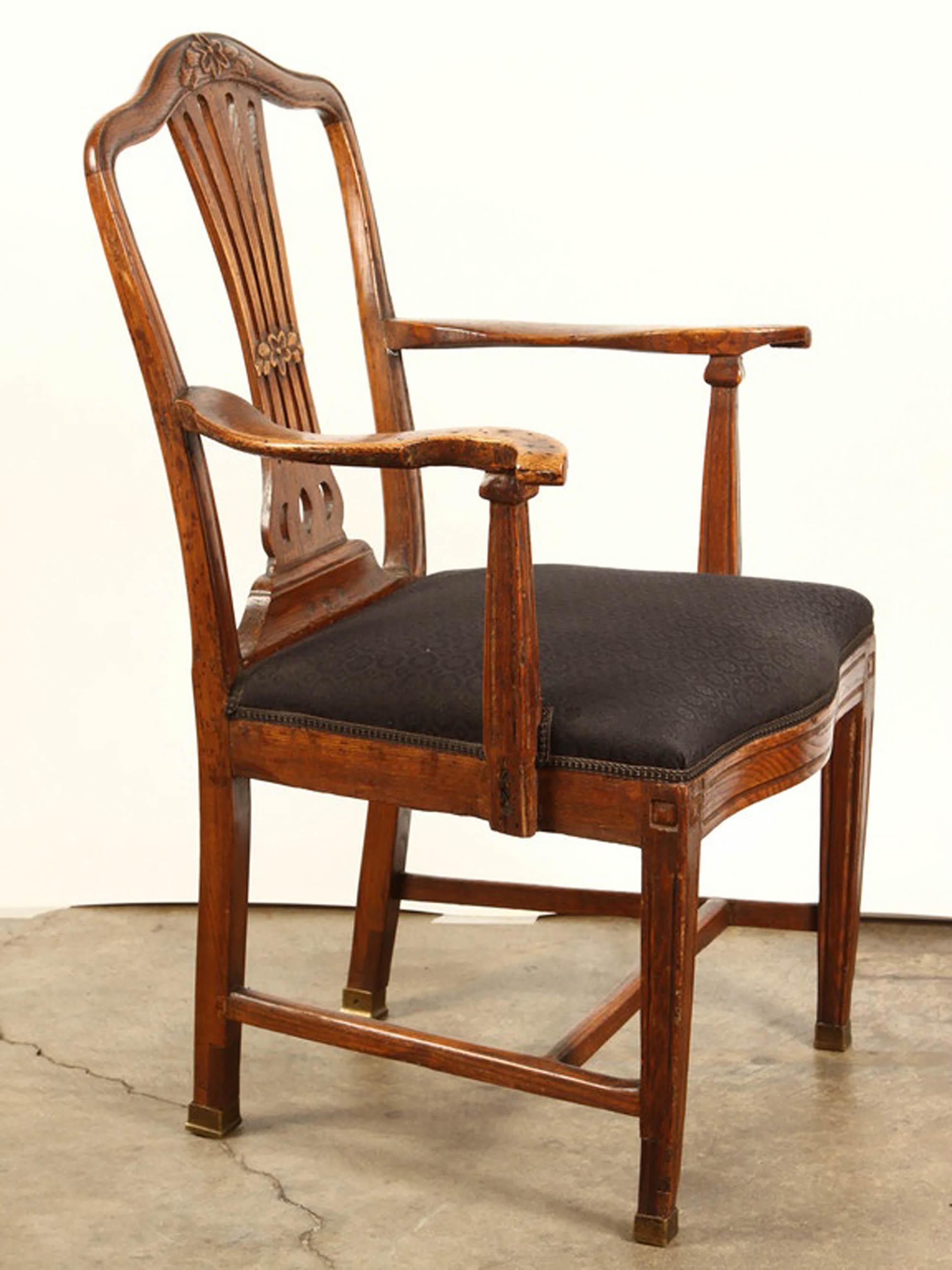 18th Century Danish Country Elm Armchair For Sale 1