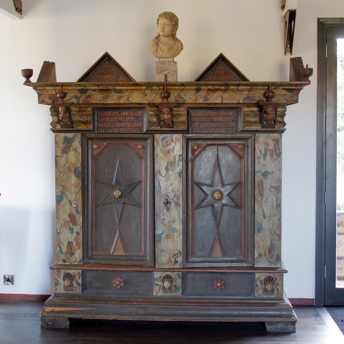 18th Century Danish Court Cupboard in Original Paint, circa 1760 In Good Condition In Donhead St Mary, Wiltshire
