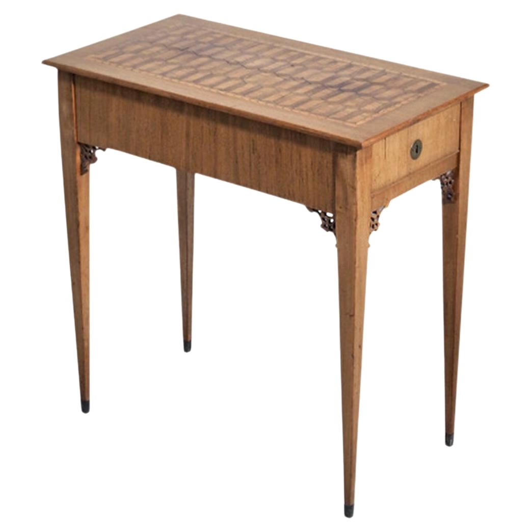 Consola, mesa auxiliar de madera de frutal antigua danesa Gustaviana Simple del siglo XVIII
