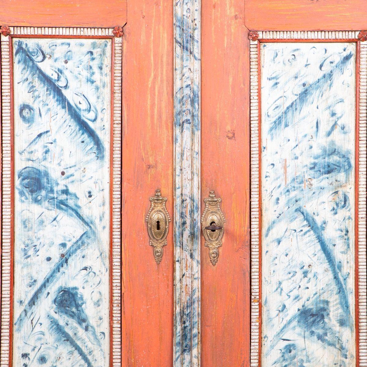 Brass Cabinet with Original Paint. 18th Century Danish Louis XVI For Sale